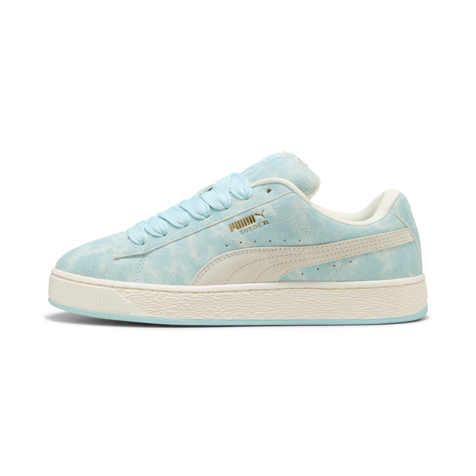 Puma Suede XL Washed Out Sneakers Schuhe | Mit Plain | Safe Lake/Warm White/Gold | Größe: 45