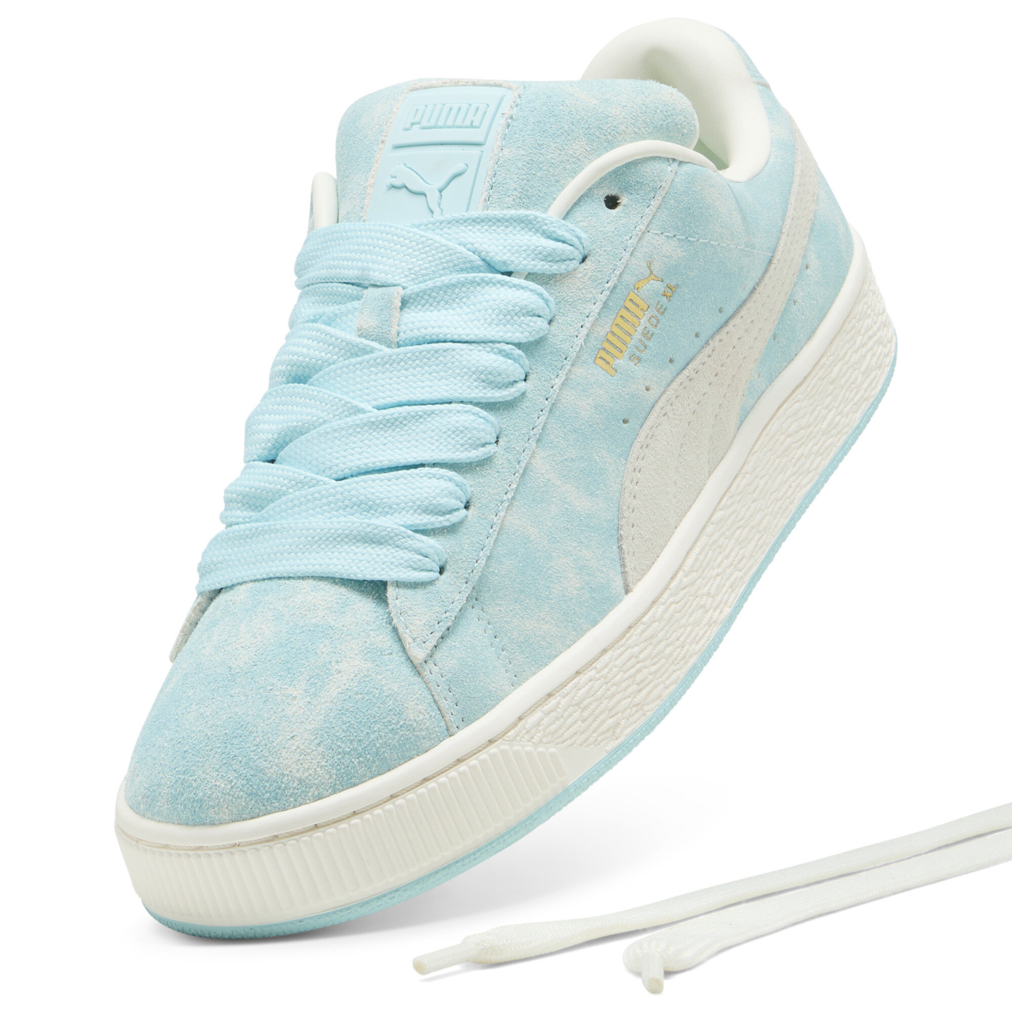 Suede XL verwassen sneakers, Wit/Goud, Maat 43 | PUMA