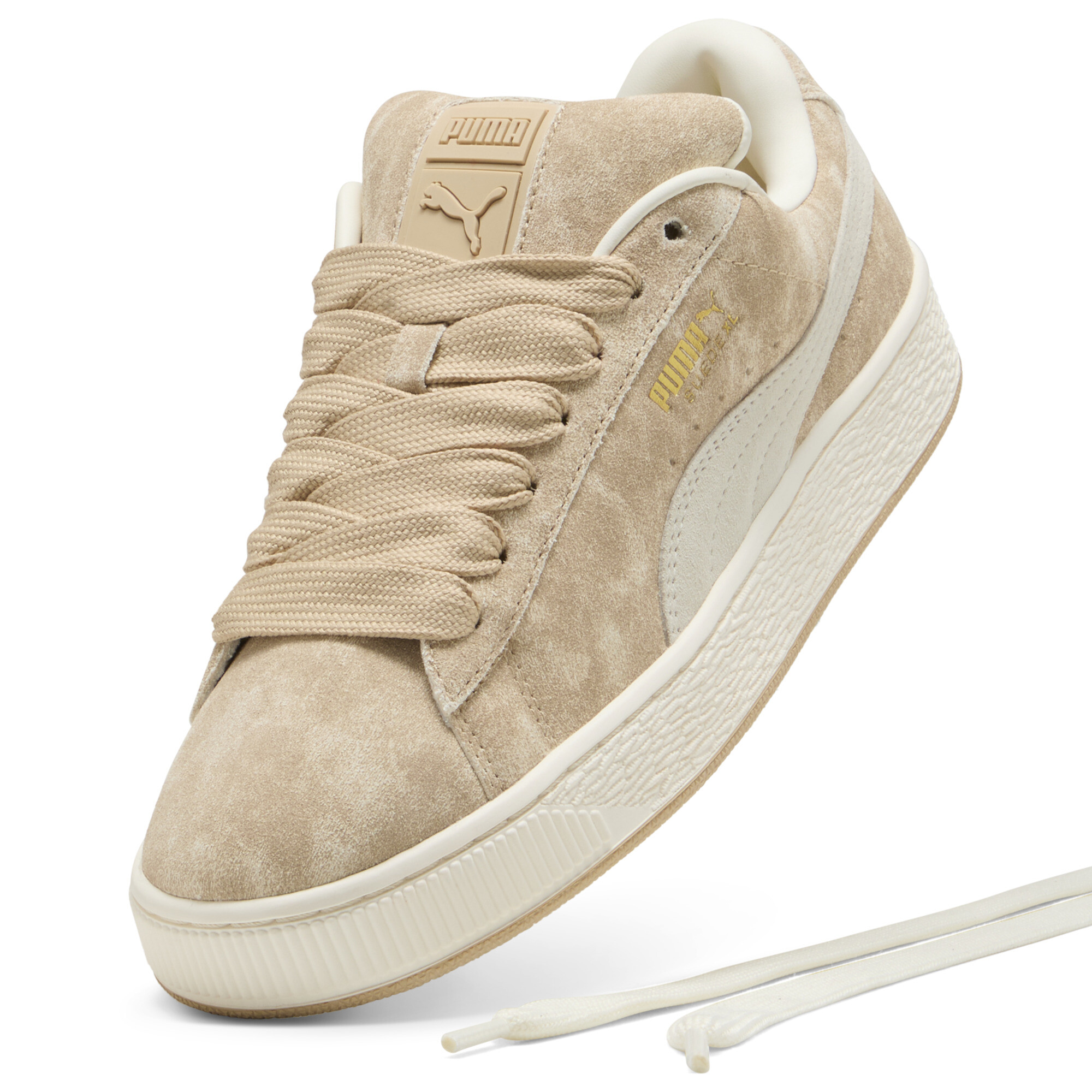 Suede XL verwassen sneakers, Wit/Goud, Maat 38,5 | PUMA