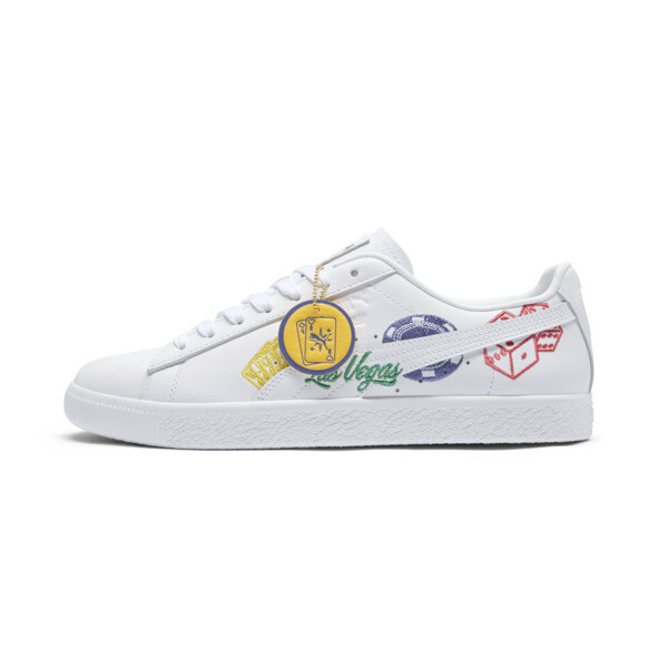 Puma Clyde Embd Vegas Flagship Sneakers In White-archive Green-sunny Yellow