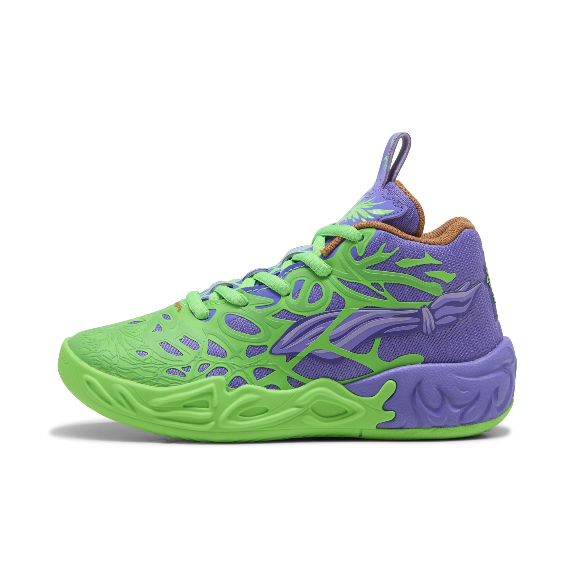 Puma HOOPS x TMNT MB.04 RD Basketballschuhe Kinder | Dark Amethyst/Red/Green Pes | Größe: 33