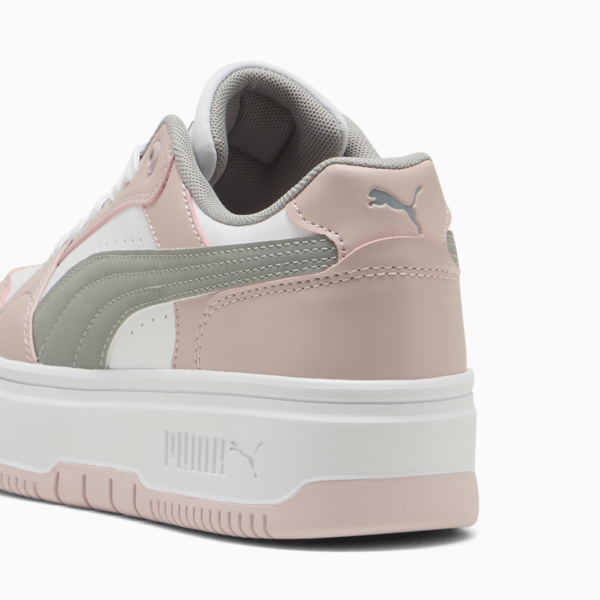 Rebound Femme Low Sneakers Women, PUMA White-Gray Echo-Mauve Mist, large-ZAF