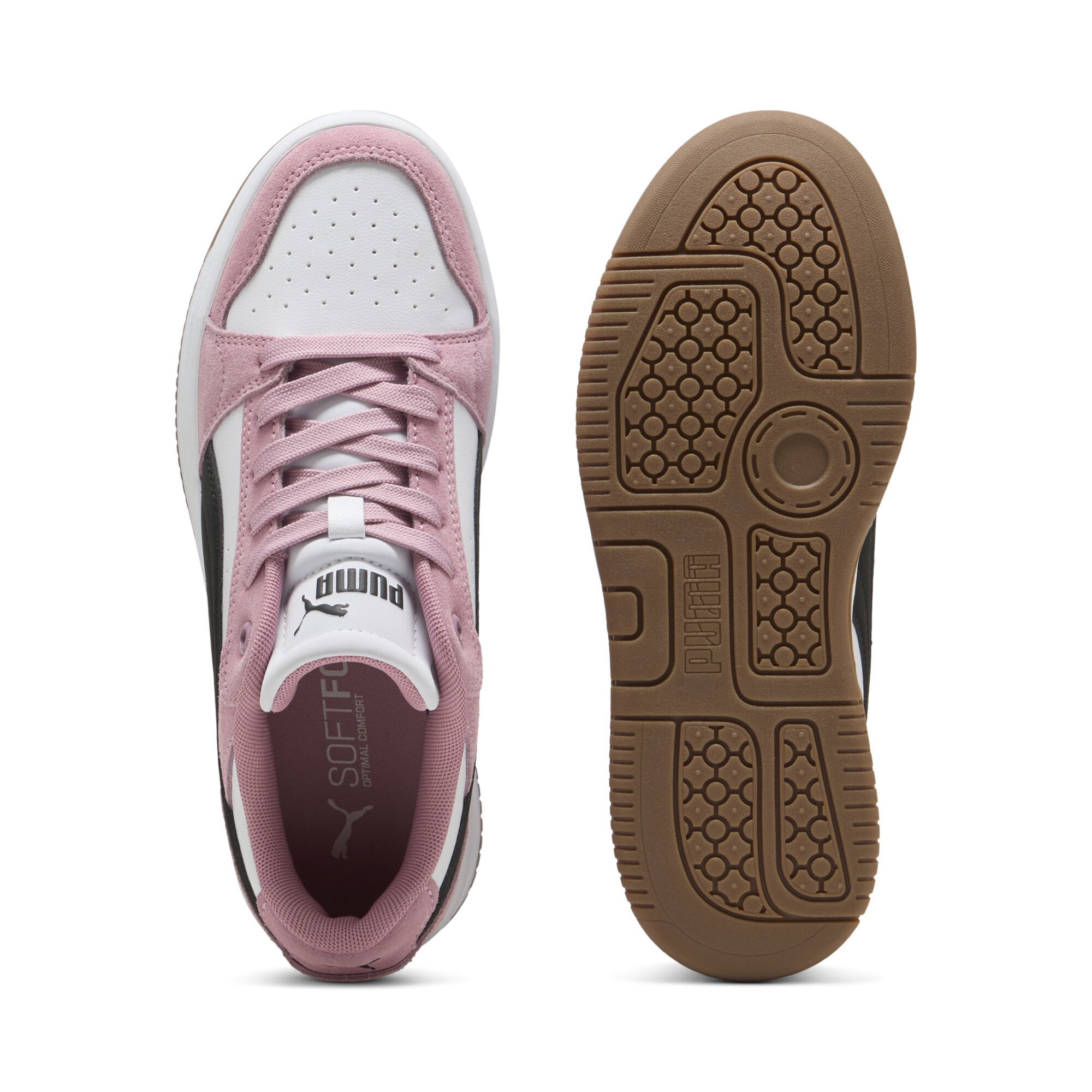 PUMA Rebound Femme Low Suede sneakers voor Dames, Roze/Zwart/Wit, Maat 37 thumbnail 4