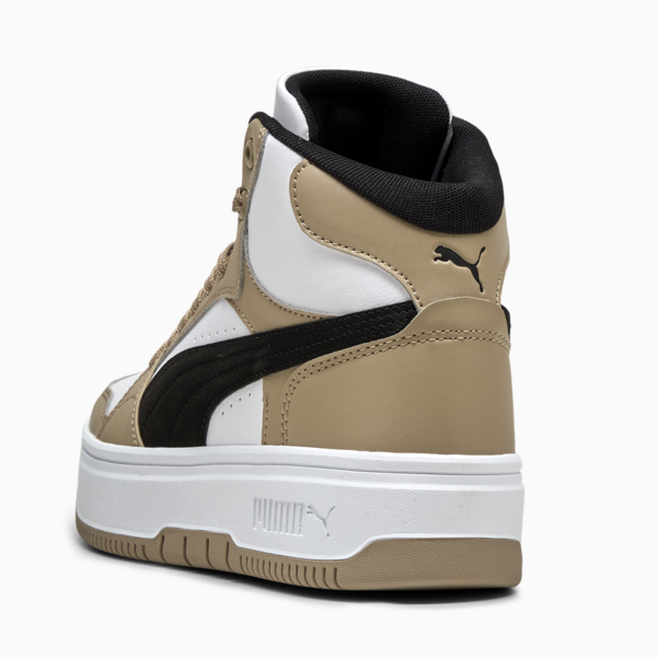 Rebound Femme Mid Sneakers Women, PUMA White-PUMA Black-Ice Coffee, large-ZAF
