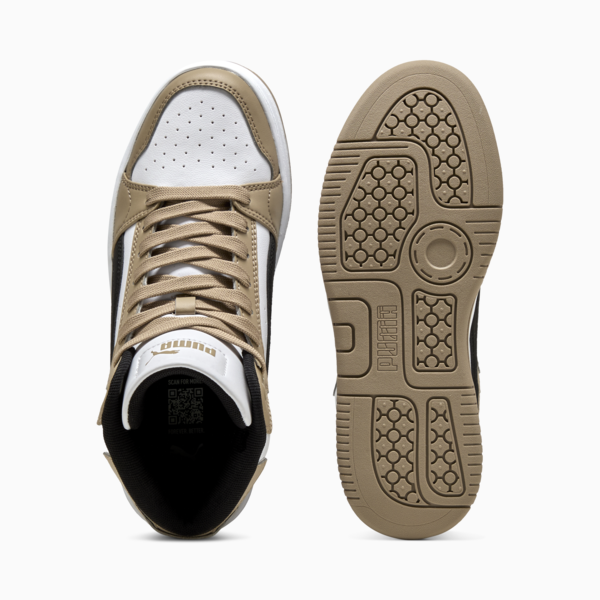 Rebound Femme Mid Sneakers Women, PUMA White-PUMA Black-Ice Coffee, large-ZAF