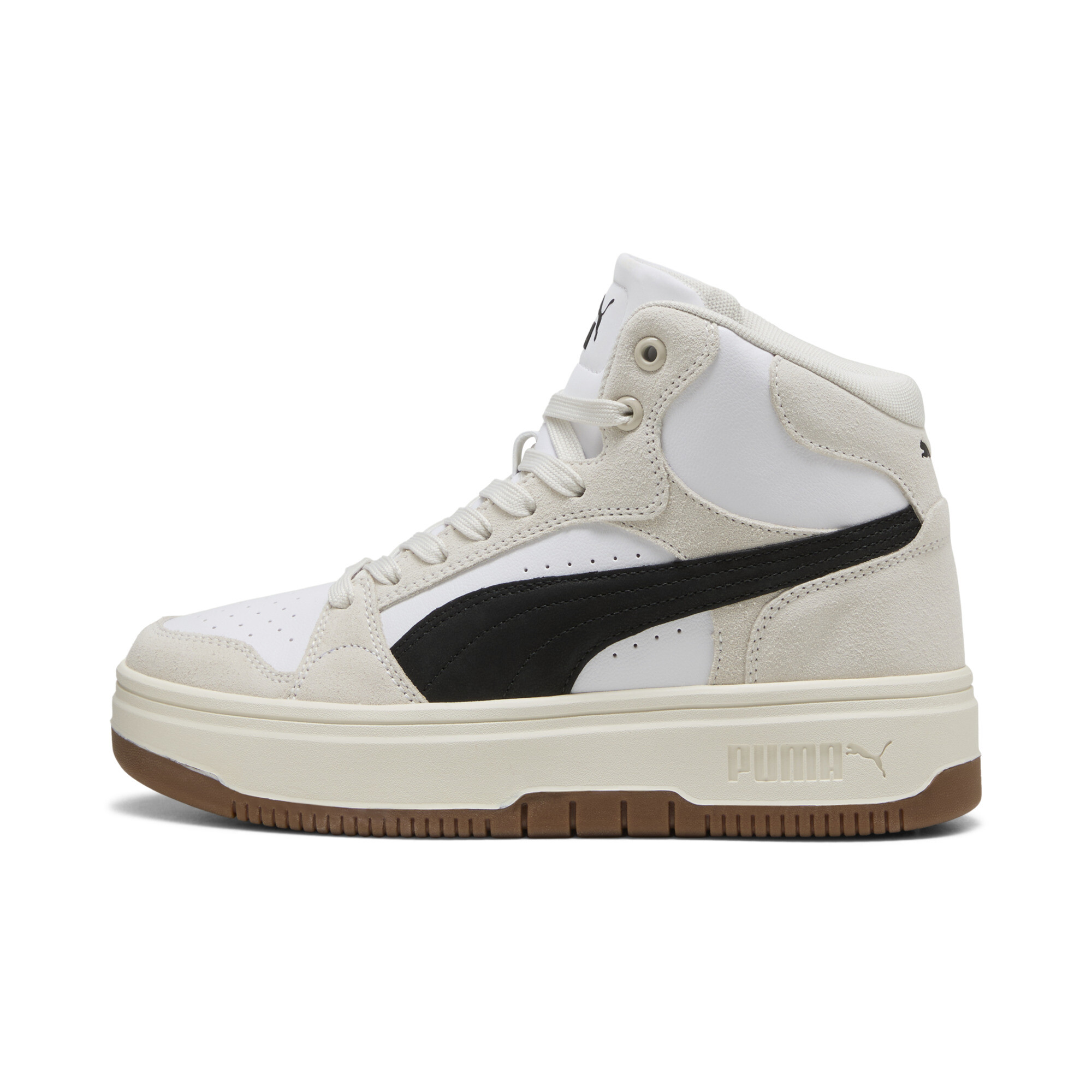 PUMA Rebound Femme Mid SD Women Shoes in White/Black/Frosted Ivory - 402595_01