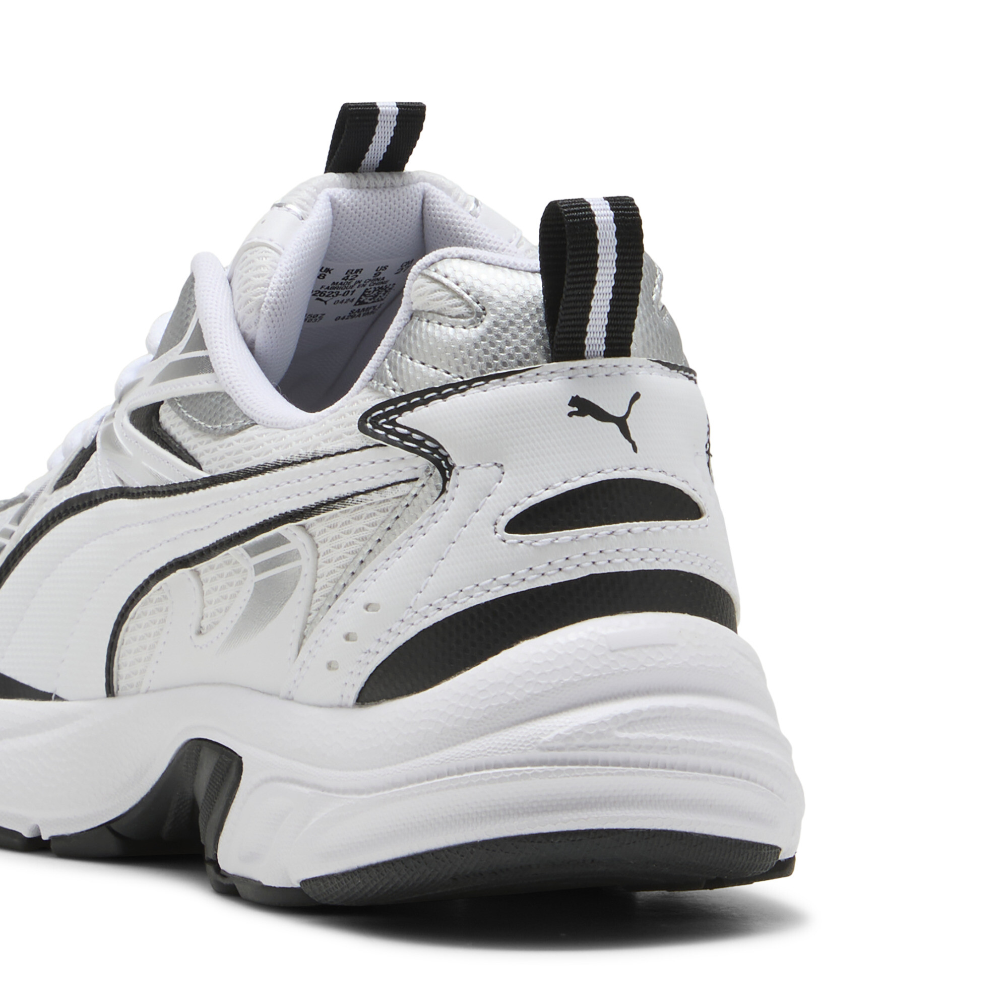 PUMA Milenio Tech sneakers uniseks, Zwart/Wit/Zilver, Maat 37,5 thumbnail 5