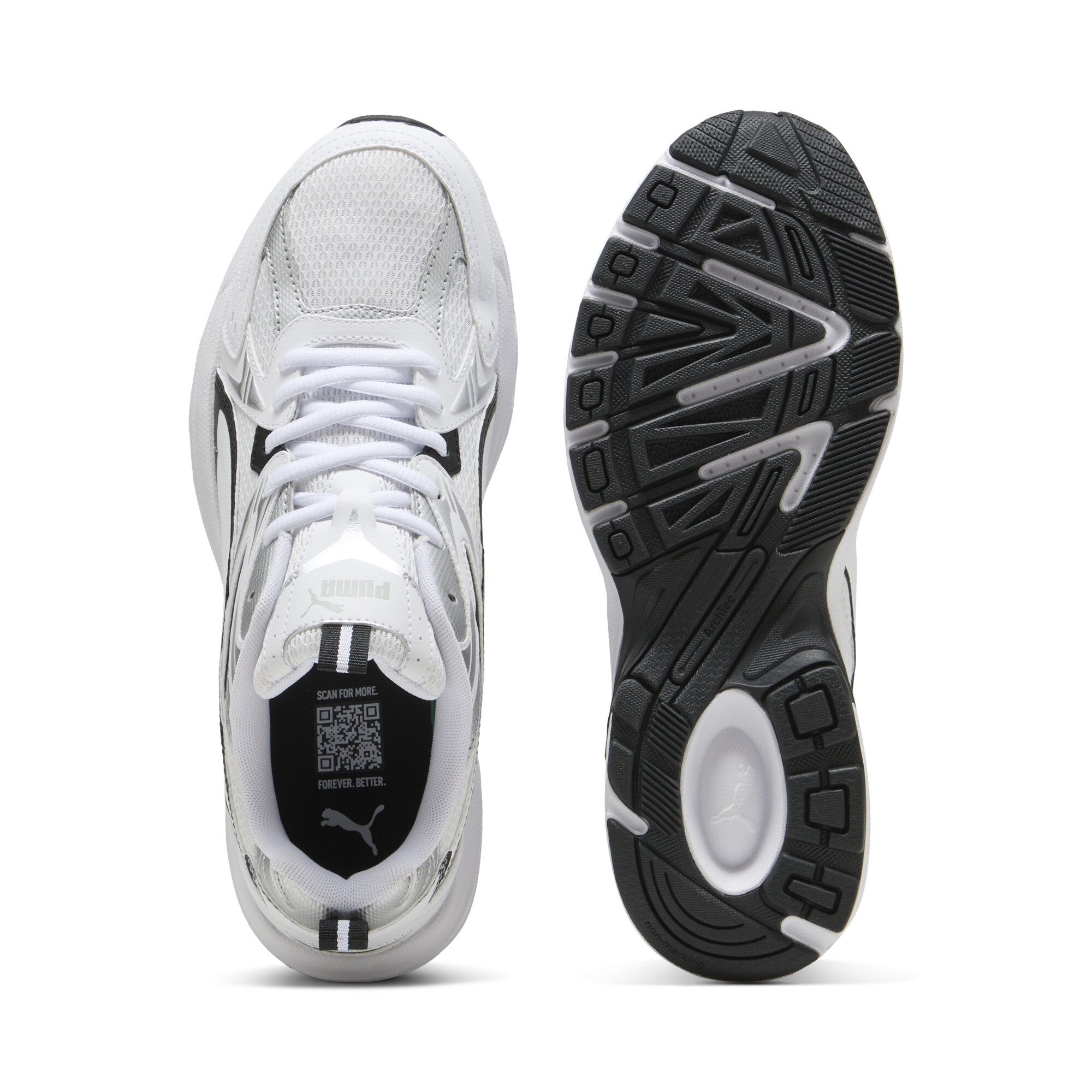 PUMA Milenio Tech sneakers uniseks, Zwart/Wit/Zilver, Maat 37,5 thumbnail 4