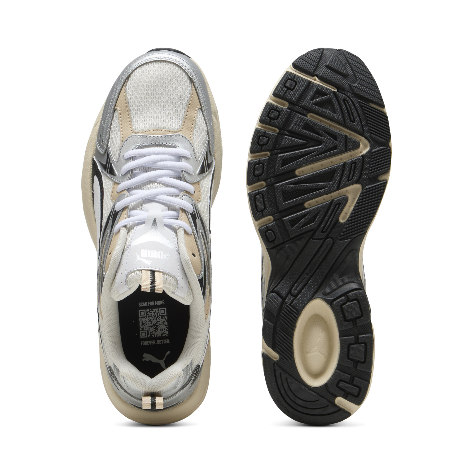 PUMA Milenio Tech sneakers uniseks, Wit/Zilver, Maat 45 thumbnail 4