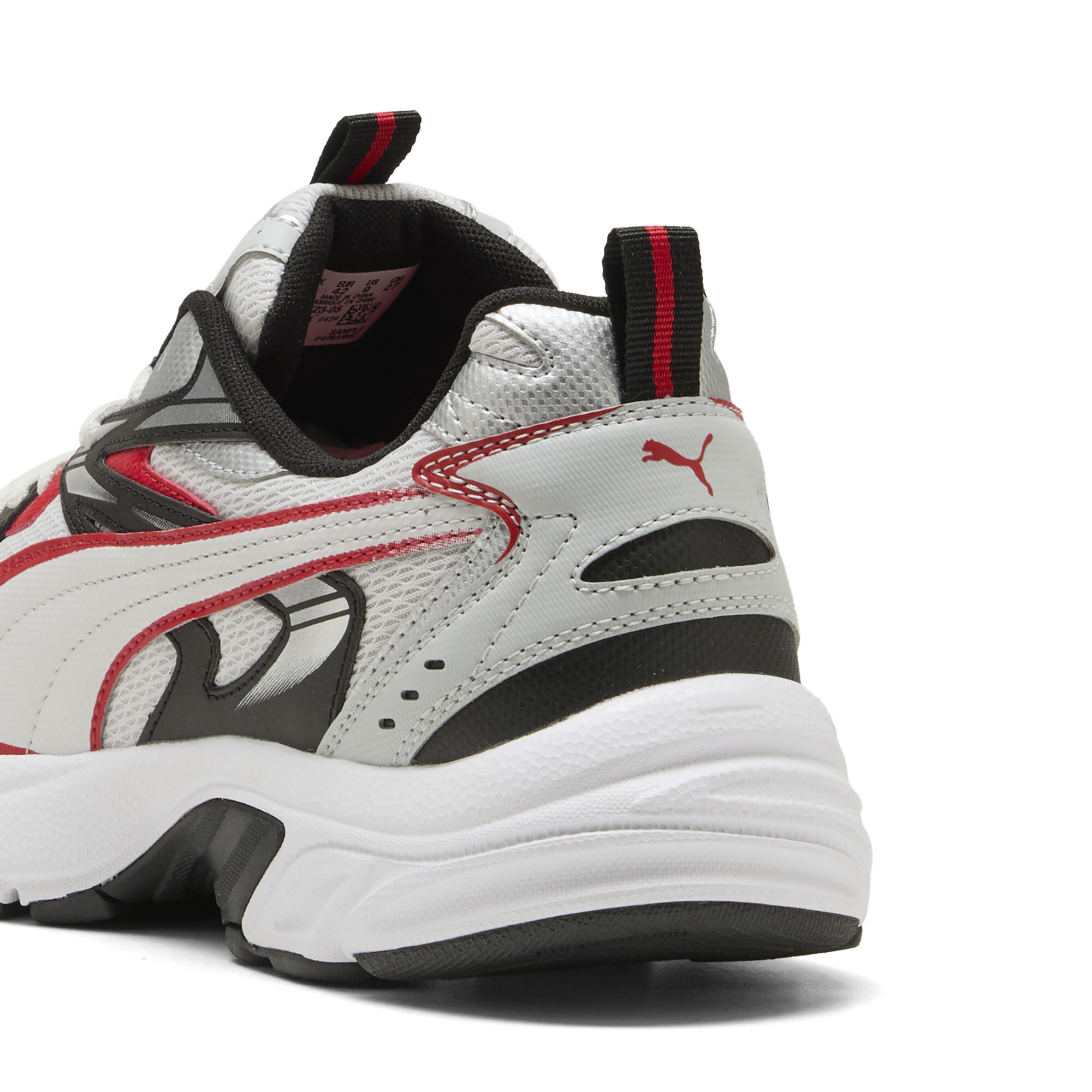 PUMA Milenio Tech sneakers uniseks, Grijs/Rood/Zilver, Maat 39 thumbnail 5