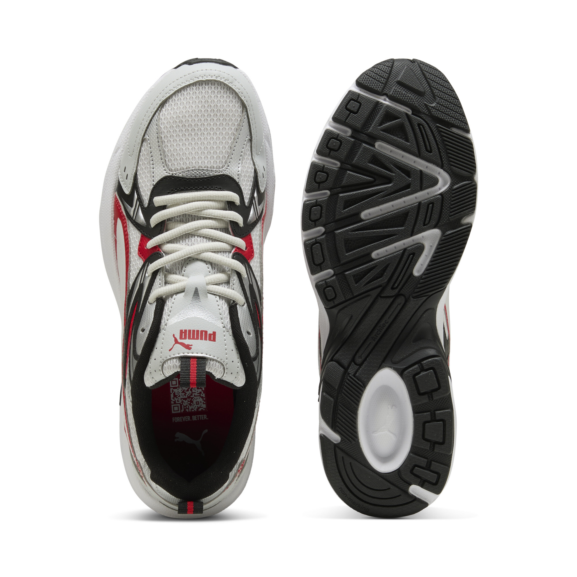 PUMA Milenio Tech sneakers uniseks, Grijs/Rood/Zilver, Maat 39 thumbnail 4