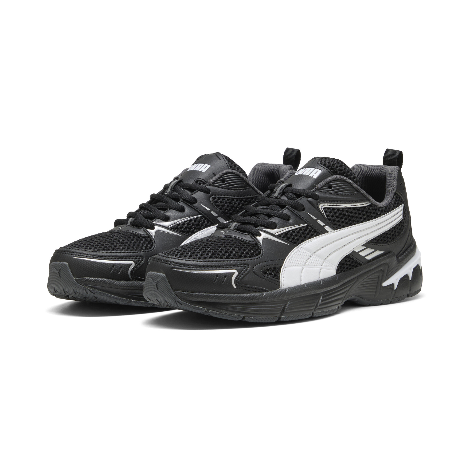 PUMA Milenio Tech 2000 sneakers uniseks, Zwart/Wit/Zilver, Maat 39 thumbnail 6