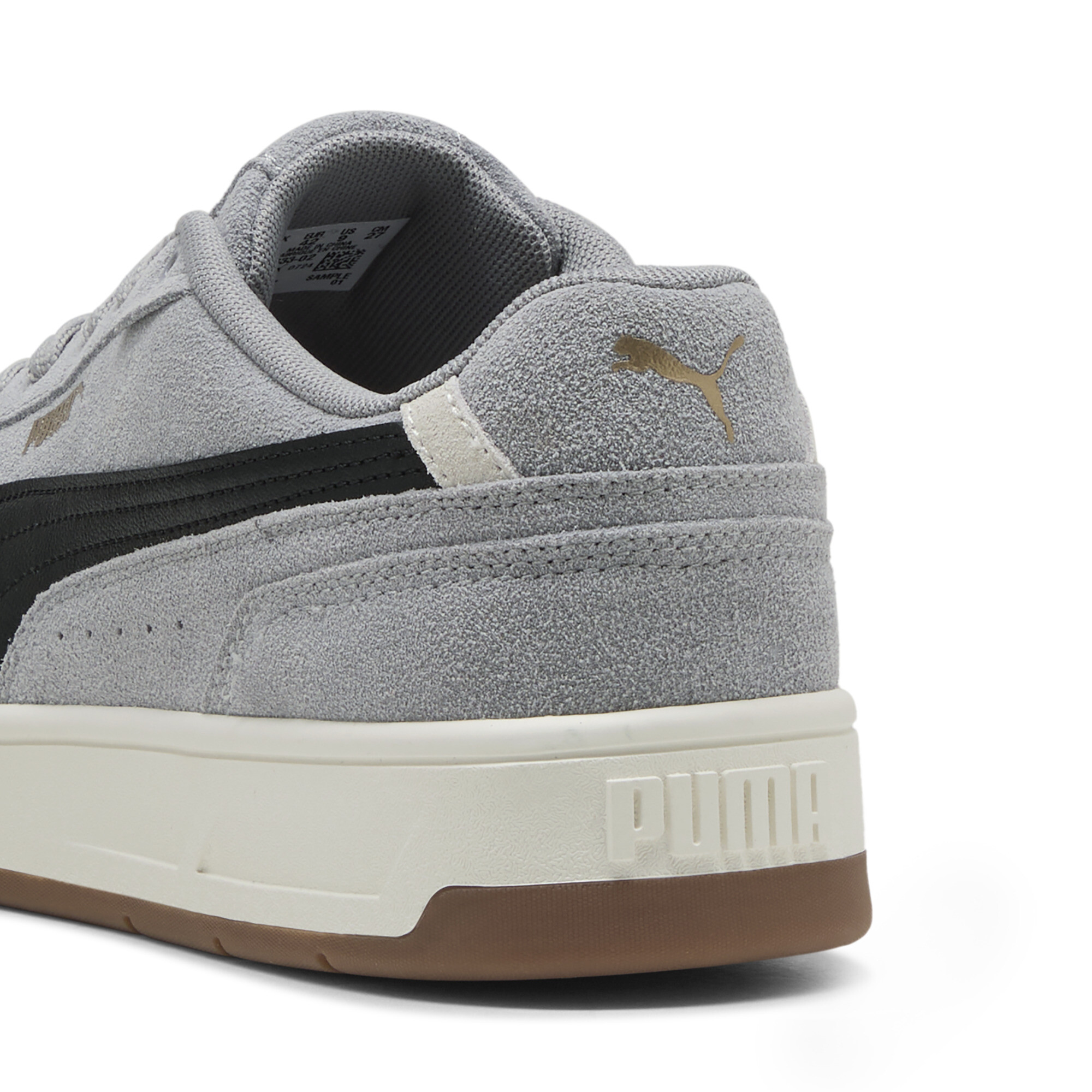 PUMA Court Classic Suede sneakers uniseks, Zwart/Grijs/Goud, Maat 43 thumbnail 5