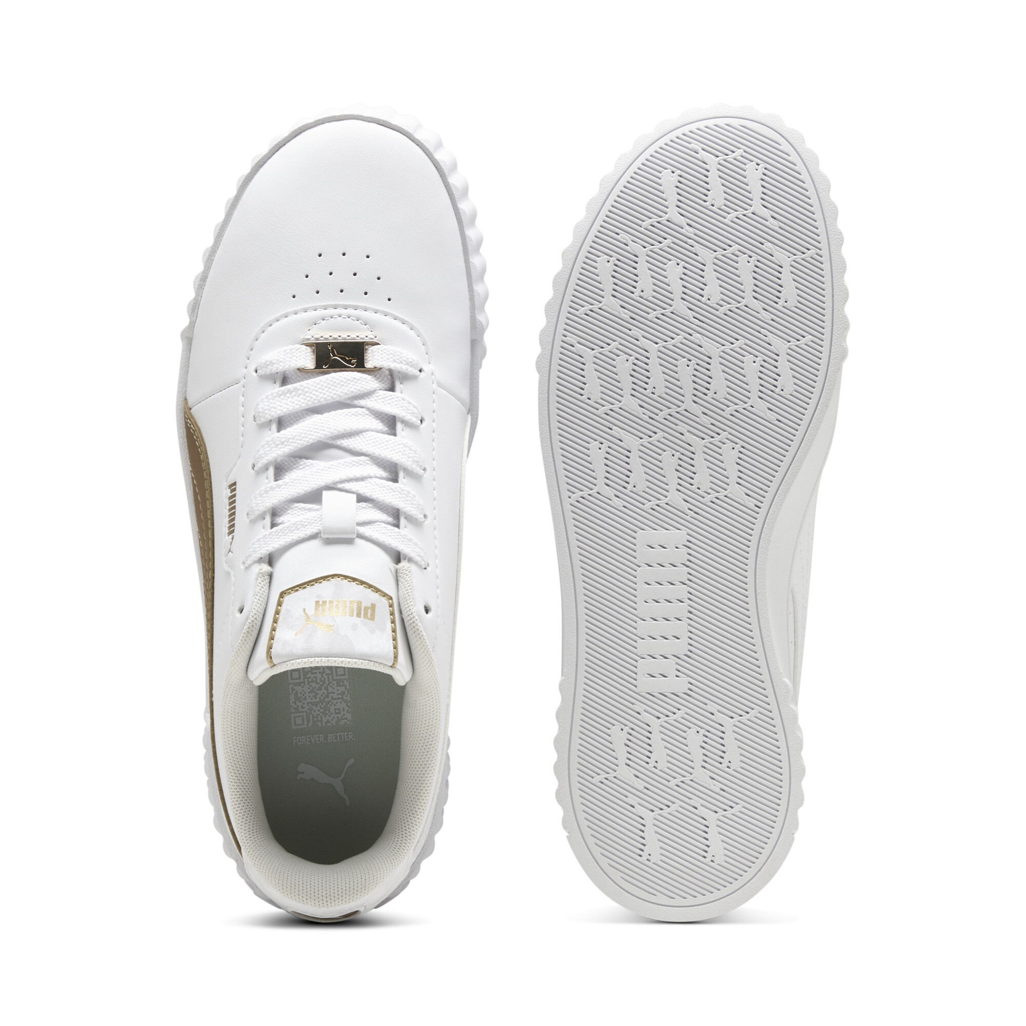 PUMA Carina 3.0 Day Night sneakers voor Dames, Wit/Goud, Maat 42 thumbnail 4