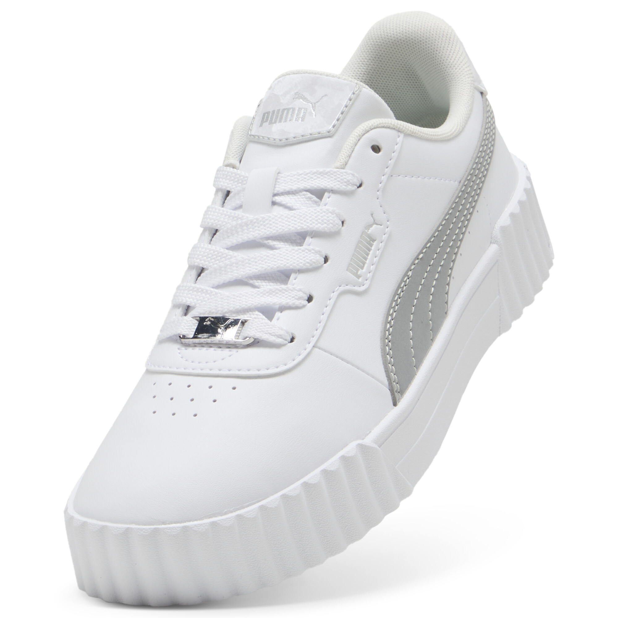 PUMA Carina 3.0 Day Night sneakers voor Dames, Wit/Zilver, Maat 42 thumbnail 2