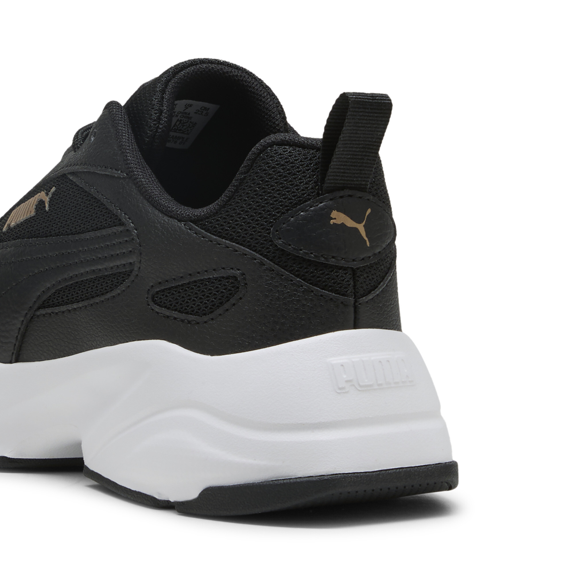 PUMA Cassia 2.0 sneakers voor Dames, Zwart/Wit/Goud, Maat 42,5 thumbnail 5
