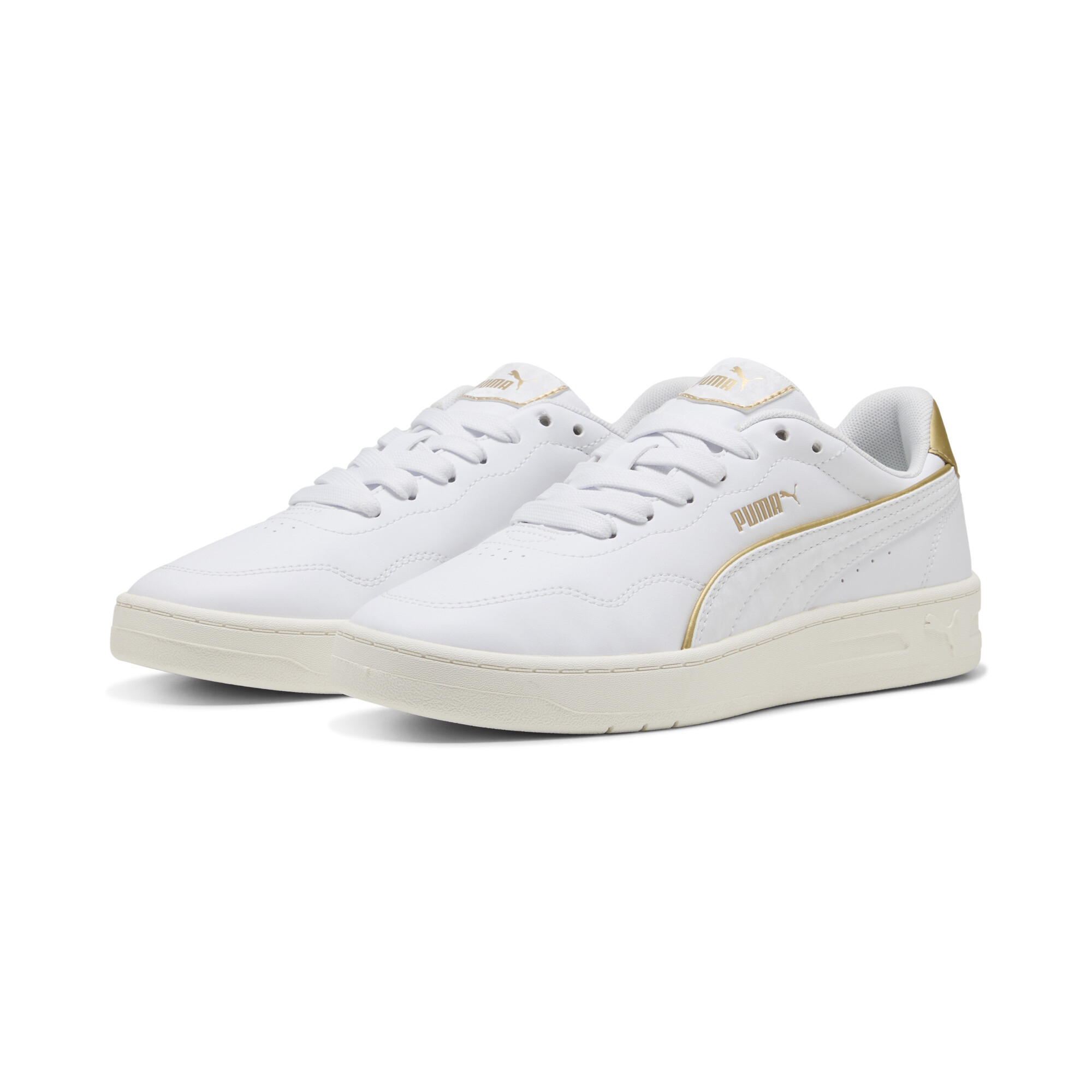 PUMA Court Lally Day Night sneakers voor Dames, Wit/Goud, Maat 37 thumbnail 6
