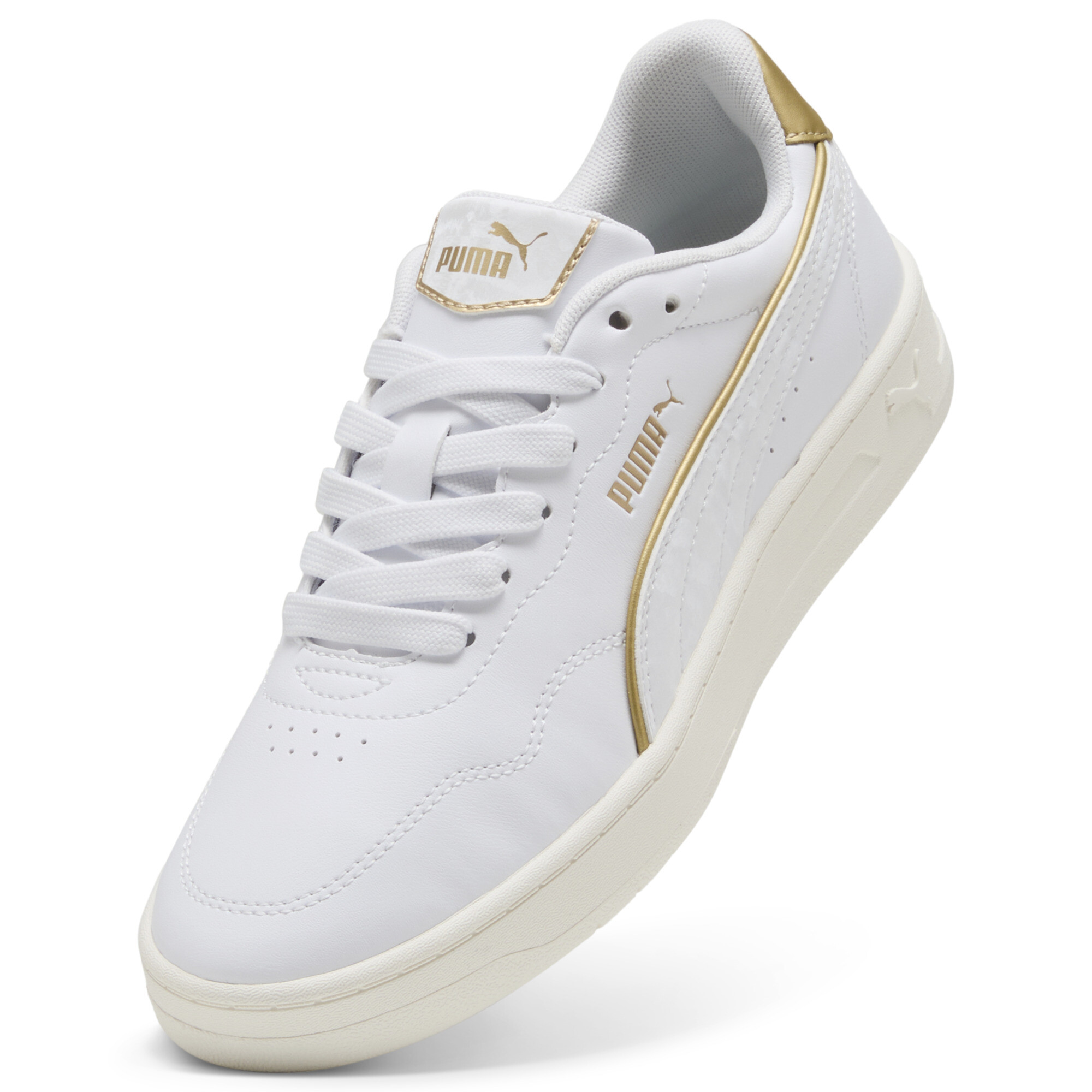 PUMA Court Lally Day Night sneakers voor Dames, Wit/Goud, Maat 37 thumbnail 2