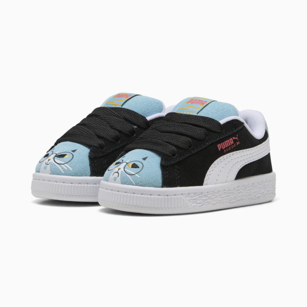 Suede XL Moody Cat Elasticated Sneakers Toddler, PUMA Black-PUMA White-Aqua, large-MEX