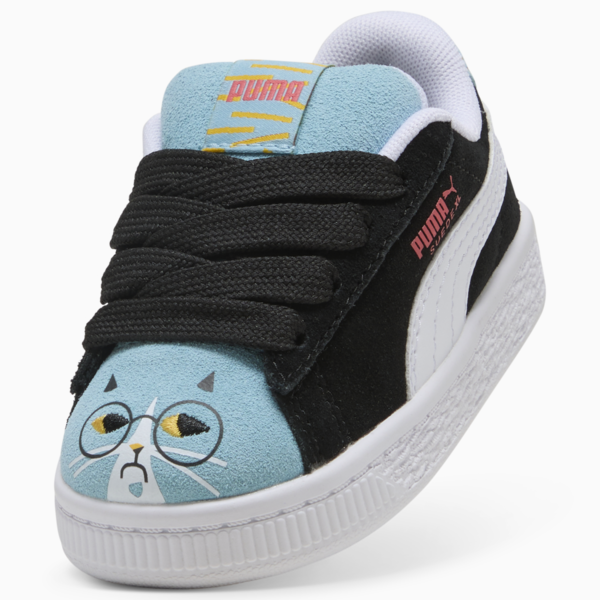Suede XL Moody Cat Elasticated Sneakers Toddler, PUMA Black-PUMA White-Aqua, large-MEX