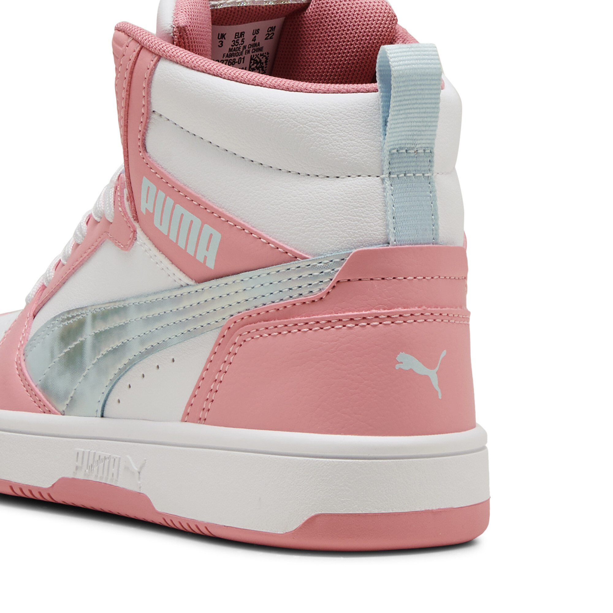 PUMA Rebound V6 Mid Space Belle sneakers voor Dames, Roze/Wit, Maat 37 thumbnail 5