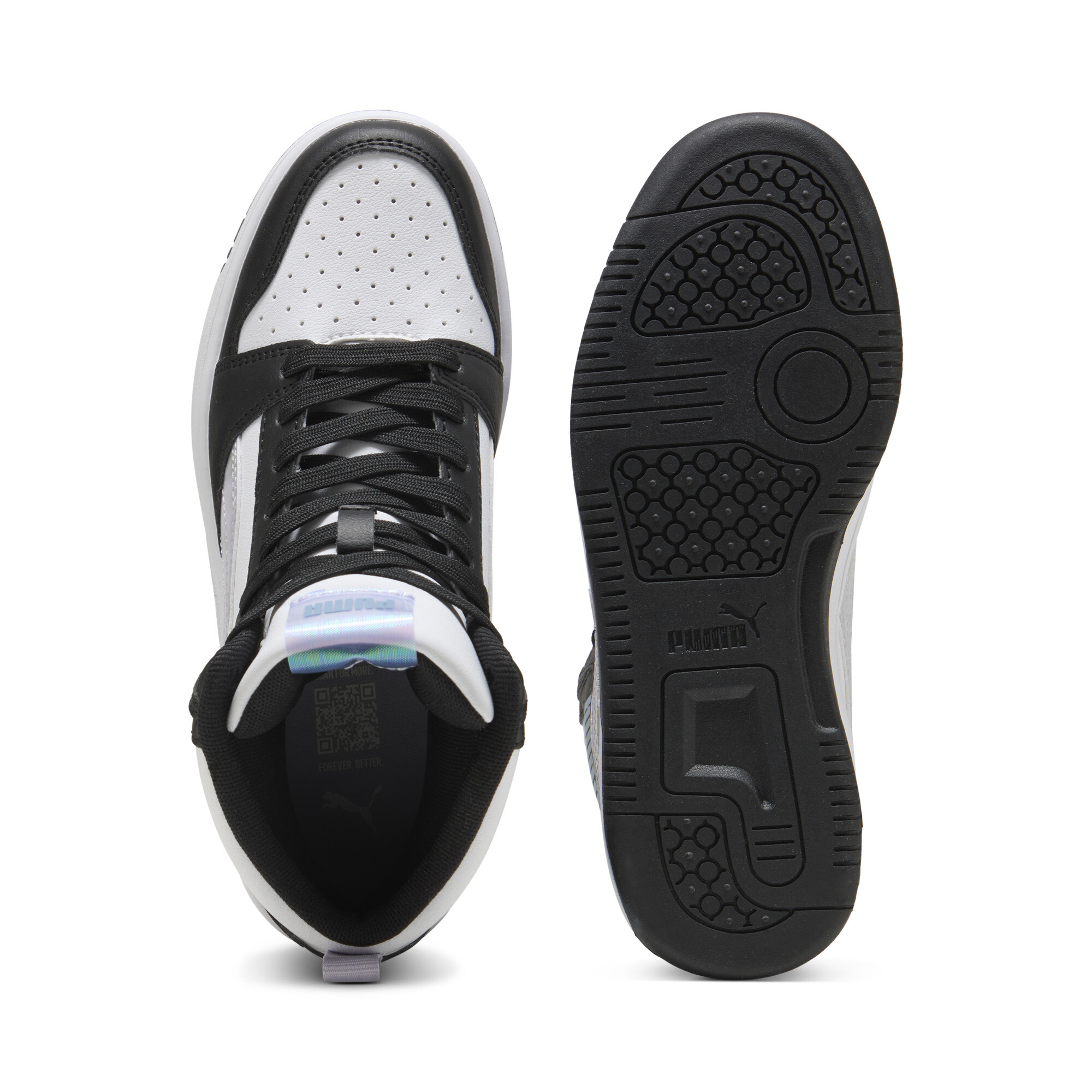 PUMA Rebound V6 Mid Space Belle sneakers voor Dames, Zwart/Wit, Maat 38 thumbnail 4