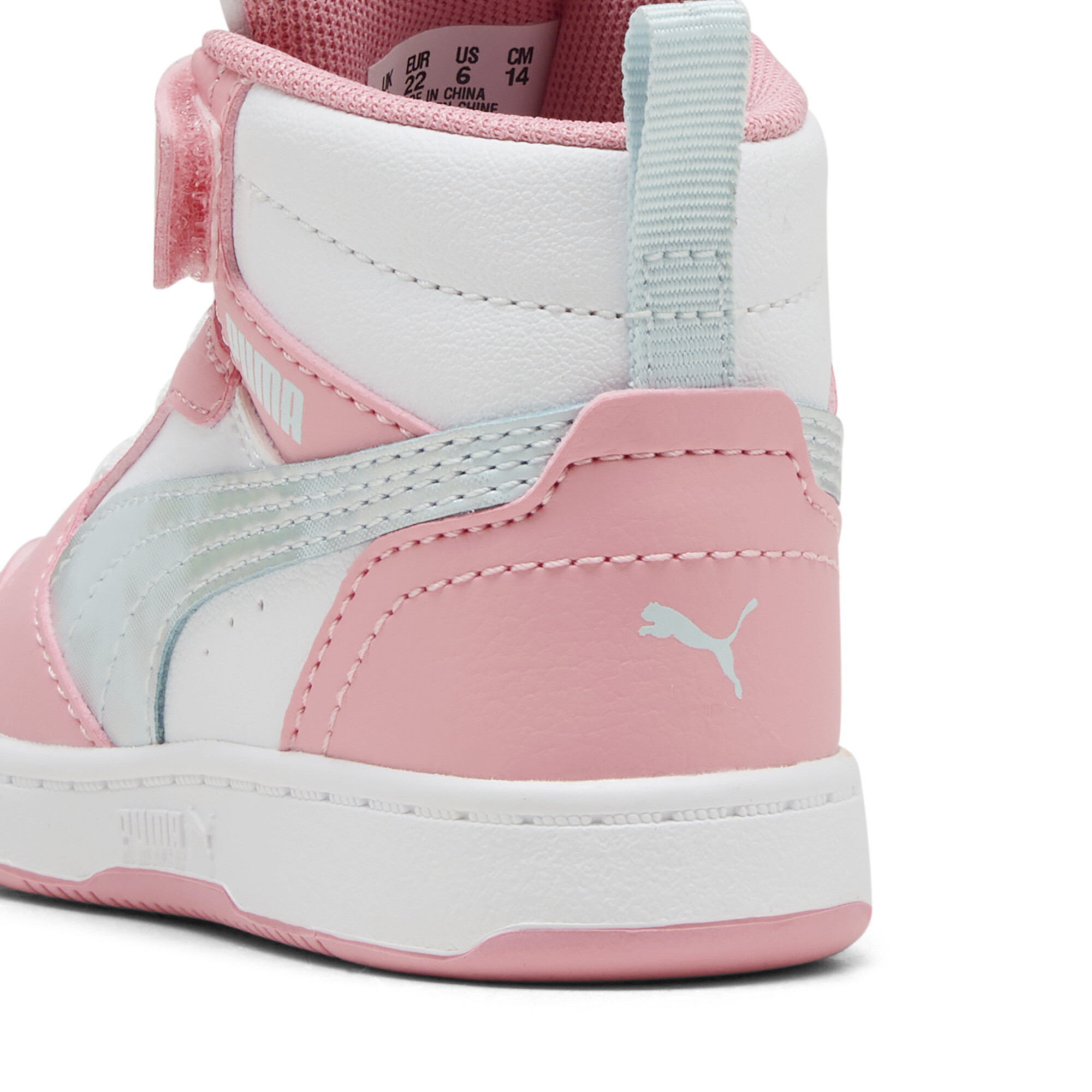 PUMA Rebound V6 Mid Space Belle sneakers voor Dames, Roze/Wit, Maat 22 thumbnail 5