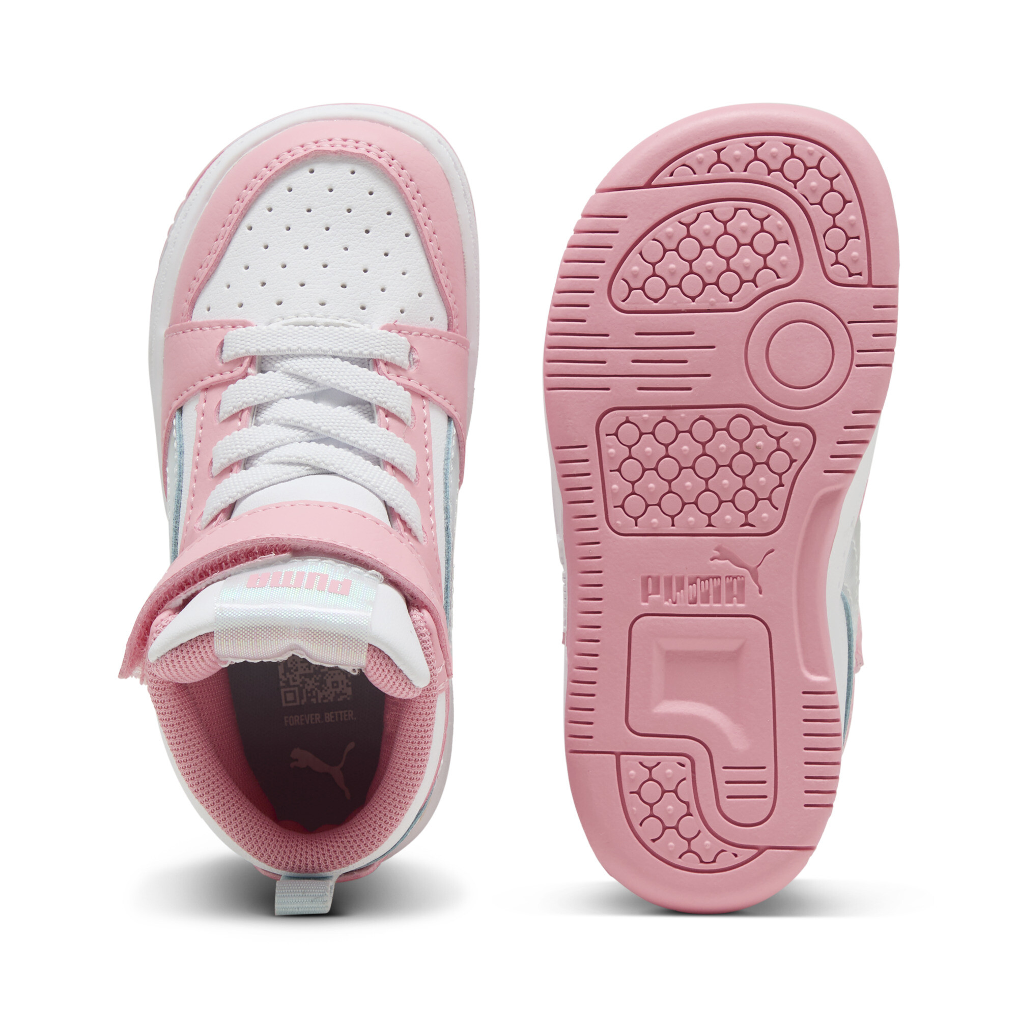 PUMA Rebound V6 Mid Space Belle sneakers voor Dames, Roze/Wit, Maat 22 thumbnail 4