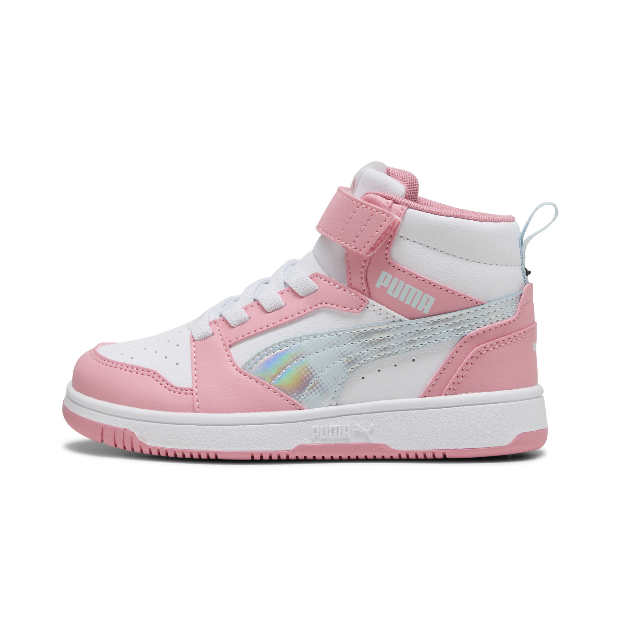 Puma Rebound V6 Mid Space Belle Sneakers Kinder Schuhe | Sea Glass/Pinkscape/White | Größe: 32