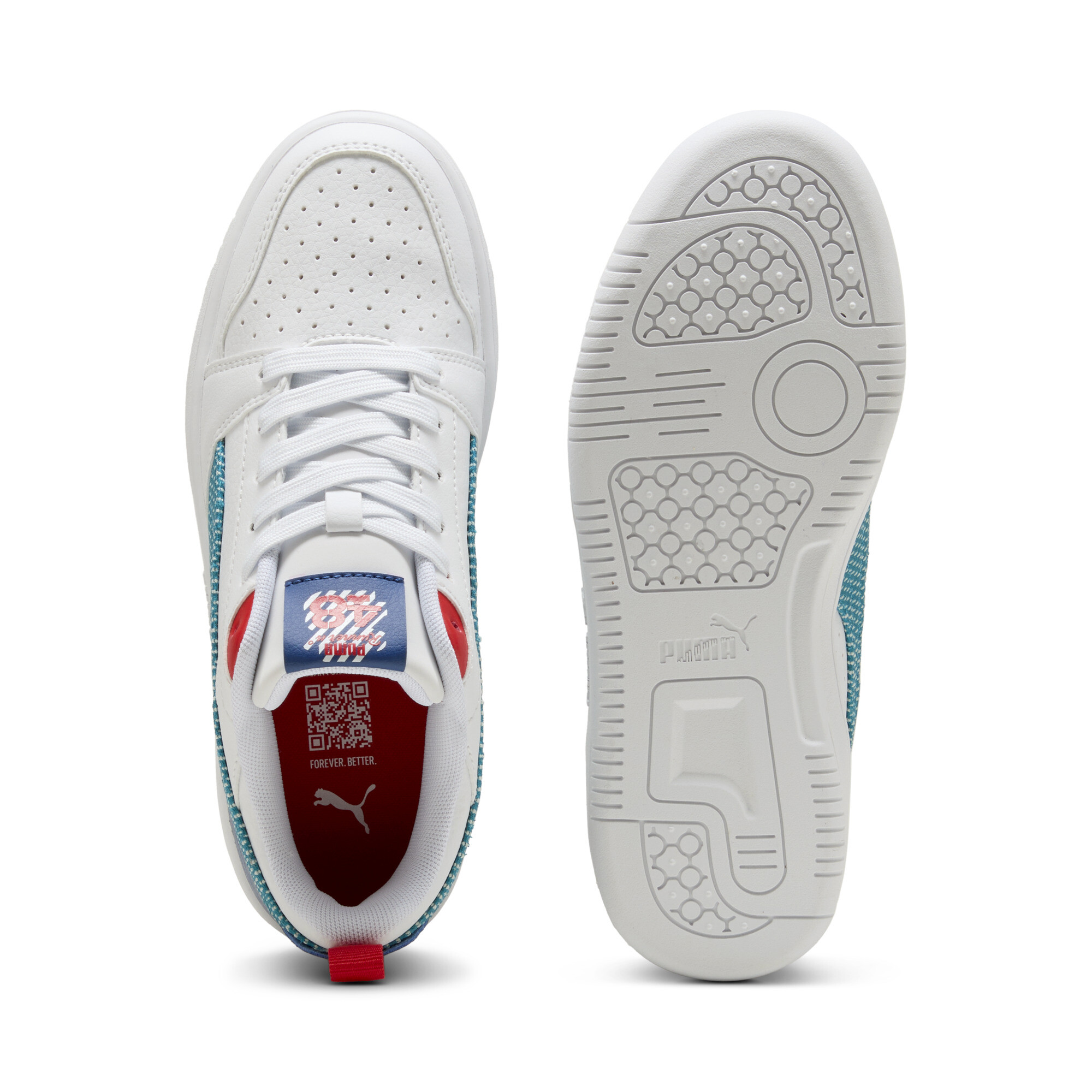 PUMA Rebound V6 Low Run Fun sneakers, Blauw/Wit, Maat 38,5 thumbnail 4