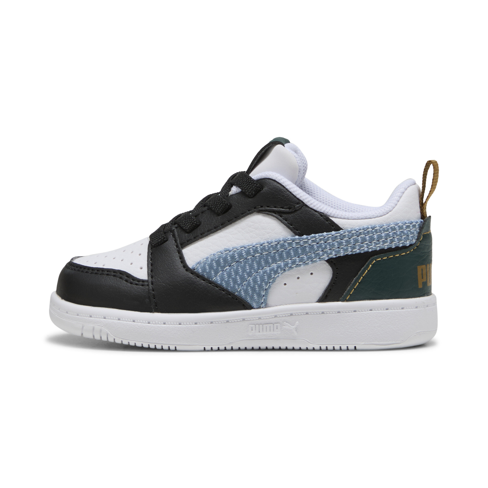 Puma Rebound V6 Low Run Fun Sneakers Baby Schuhe | Mit Colorful | Black/Haute Tropic/Green Terrain | Größe: 21
