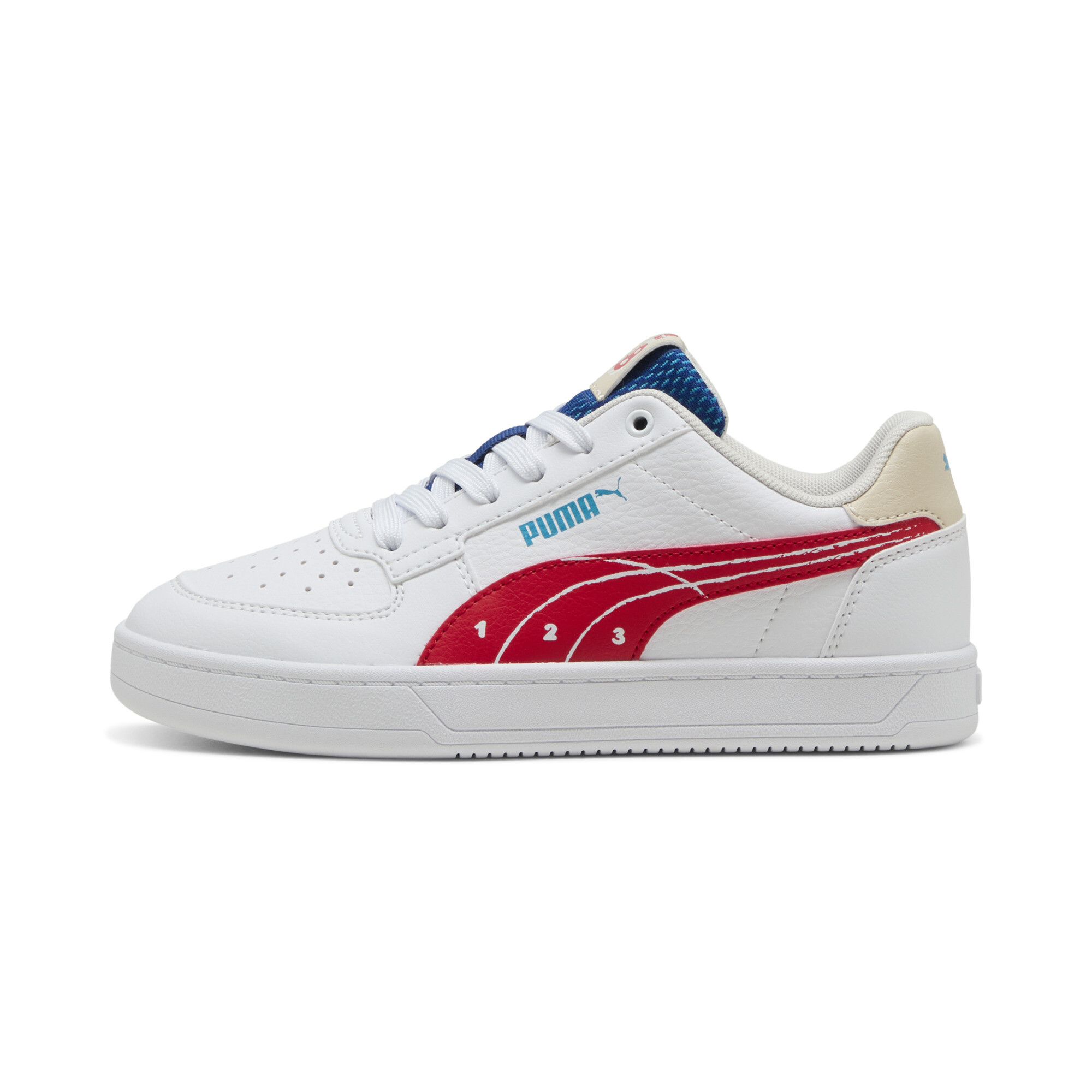 Puma Caven 2.0 Run Fun Sneakers Teenager Schuhe Für Für Kinder | Mit Colorful | White/Red/Tropical Blue | Größe: 37
