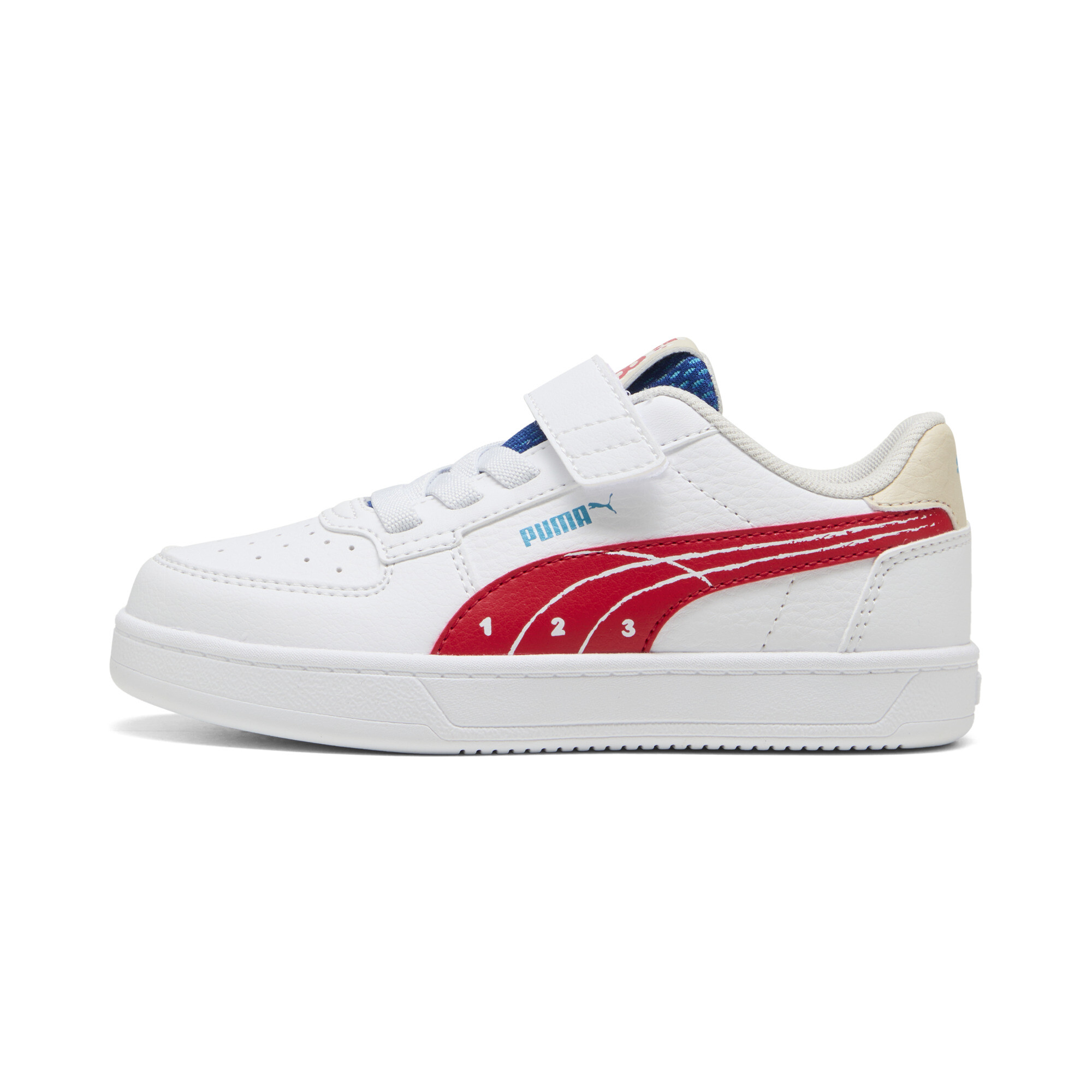 Puma Caven 2.0 Run Fun Sneakers Kinder Schuhe | White/Red/Tropical Blue | Größe: 33
