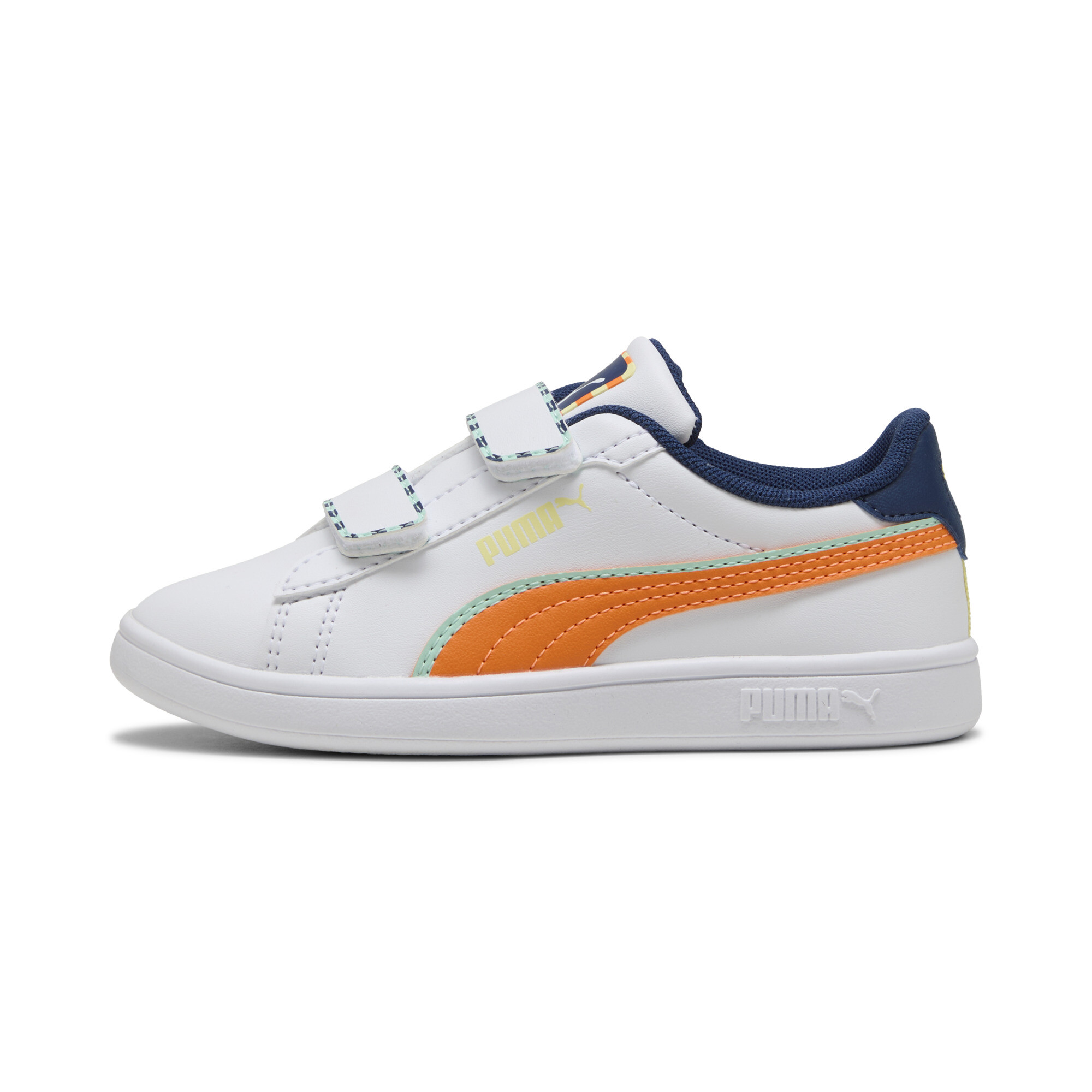 Puma Smash 3.0 Playdate Sneakers Kinder Schuhe | White/Orange Glo | Größe: 34.5
