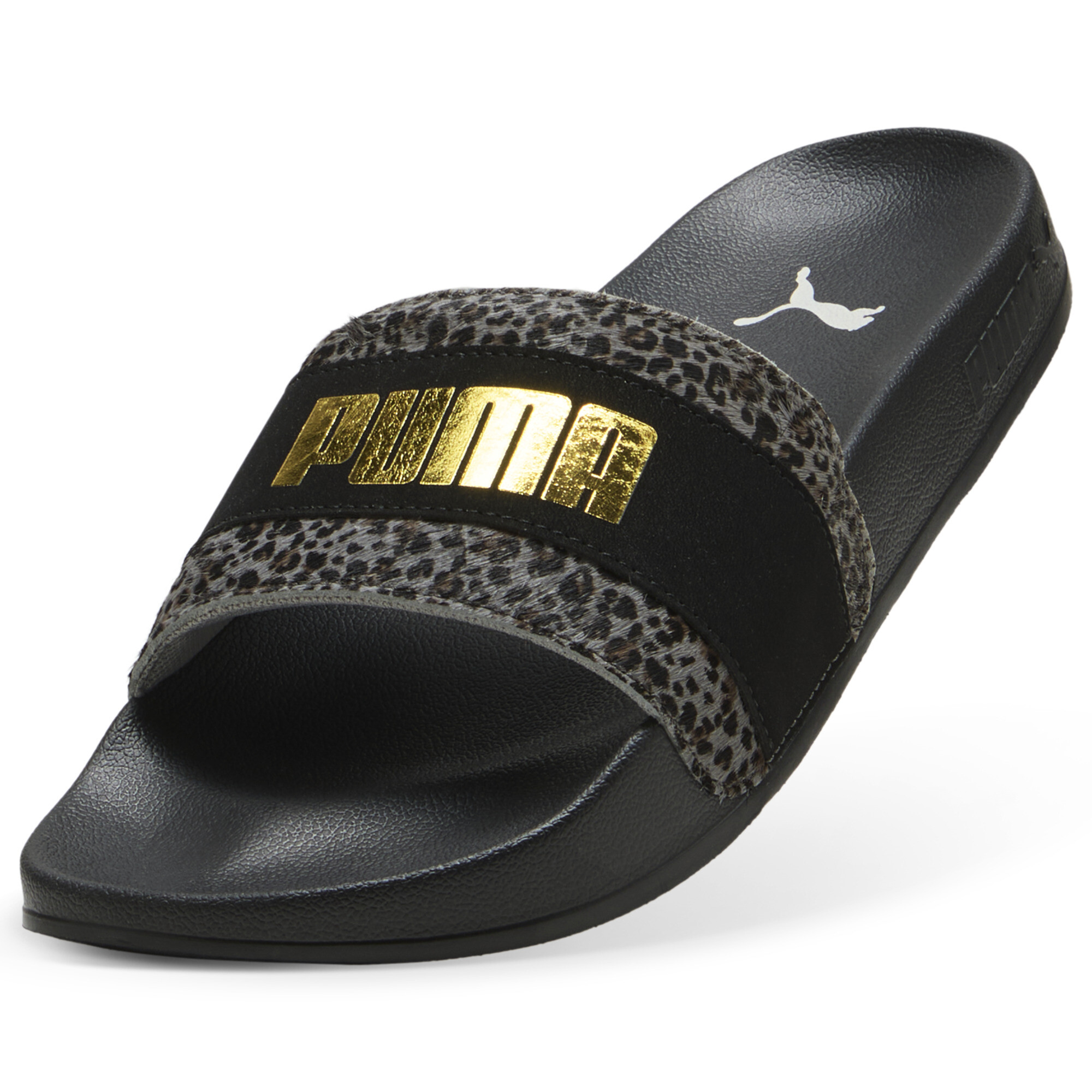 PUMA Leadcat 2.0 Animal Flair badslippers voor Dames, Zwart/Goud, Maat 42 thumbnail 2