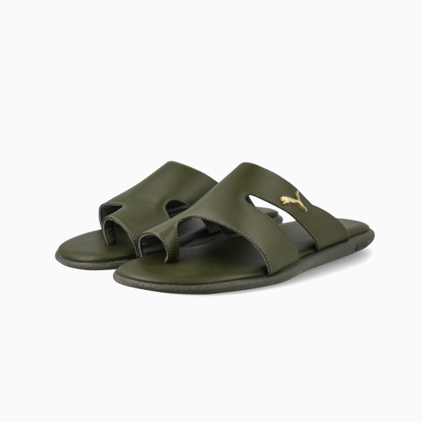 Sporty Magnet TW Slides Men, Dark Olive-PUMA Gold, large-ZAF