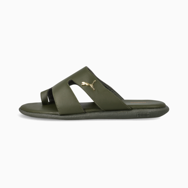 Sporty Magnet TW Slides Men, Dark Olive-PUMA Gold, large-ZAF