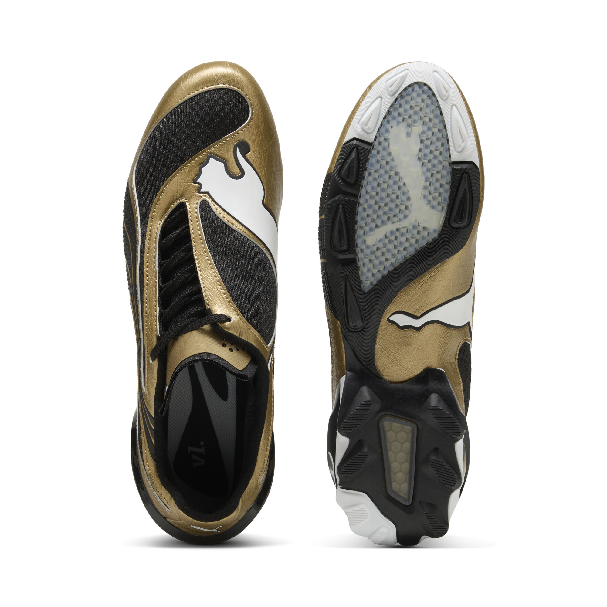 PUMA V-S1 Metallic uniseks sneakers, Zwart/Goud, Maat 46 thumbnail 4