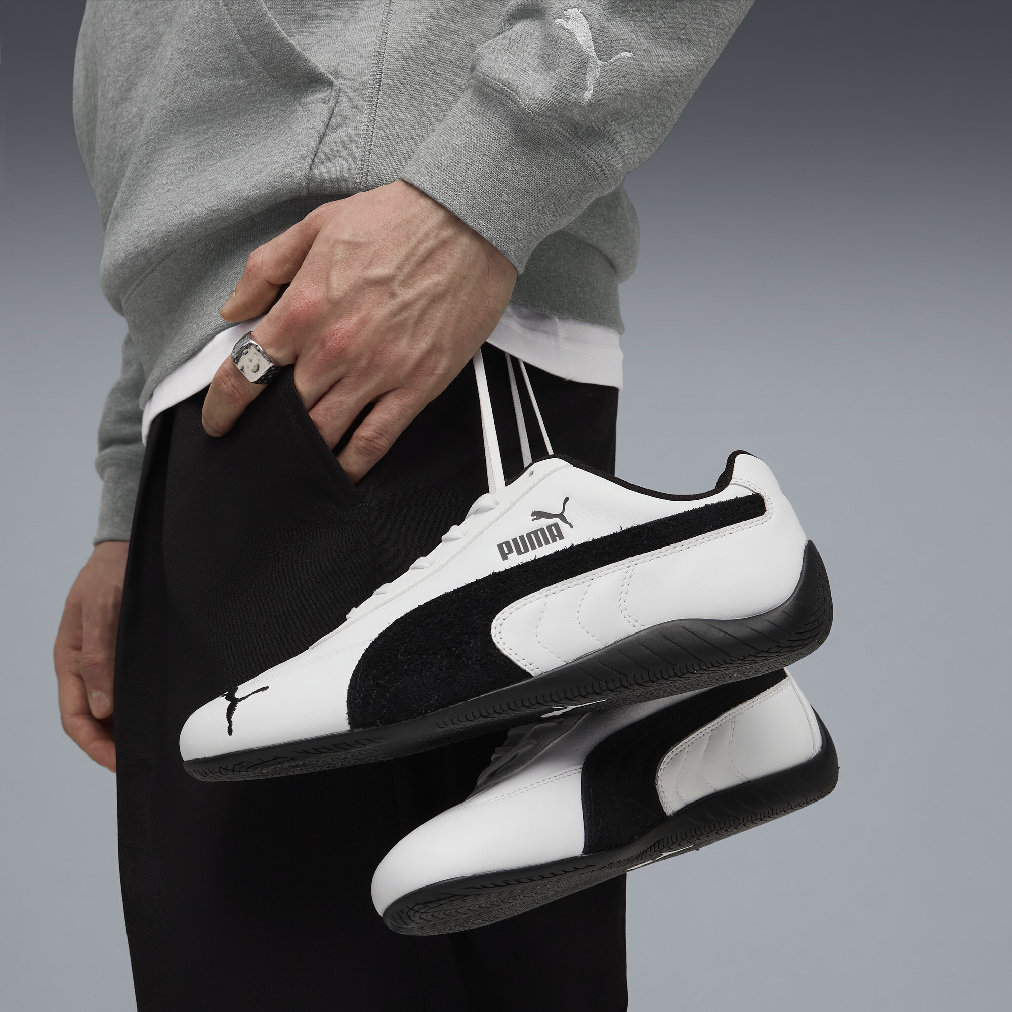 PUMA Speedcat uniseks leren sneakers, Zwart/Wit, Maat 39 thumbnail 8