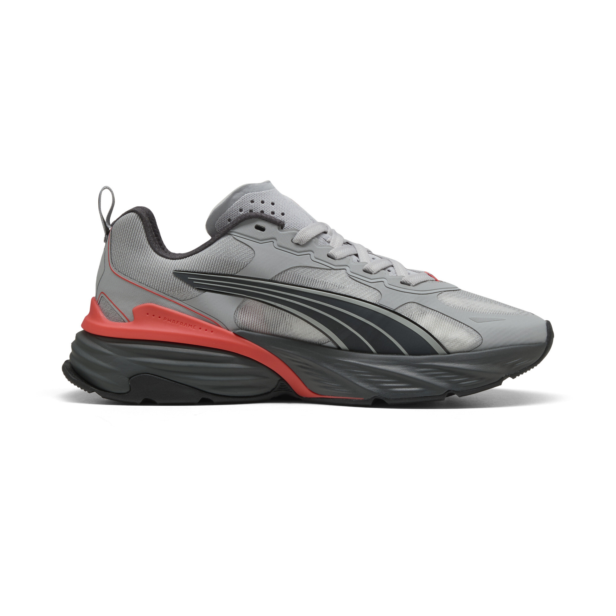 PUMA Fade uniseks sneakers, Grijs/Rood, Maat 35,5 thumbnail 3