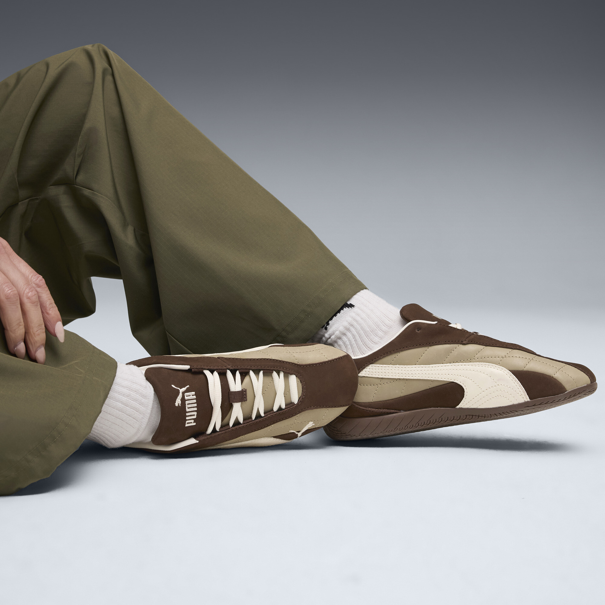 PUMA Speedcat Plus Gewatteerde Sneakers uniseks, Wit/Bruin, Maat 42 thumbnail 8