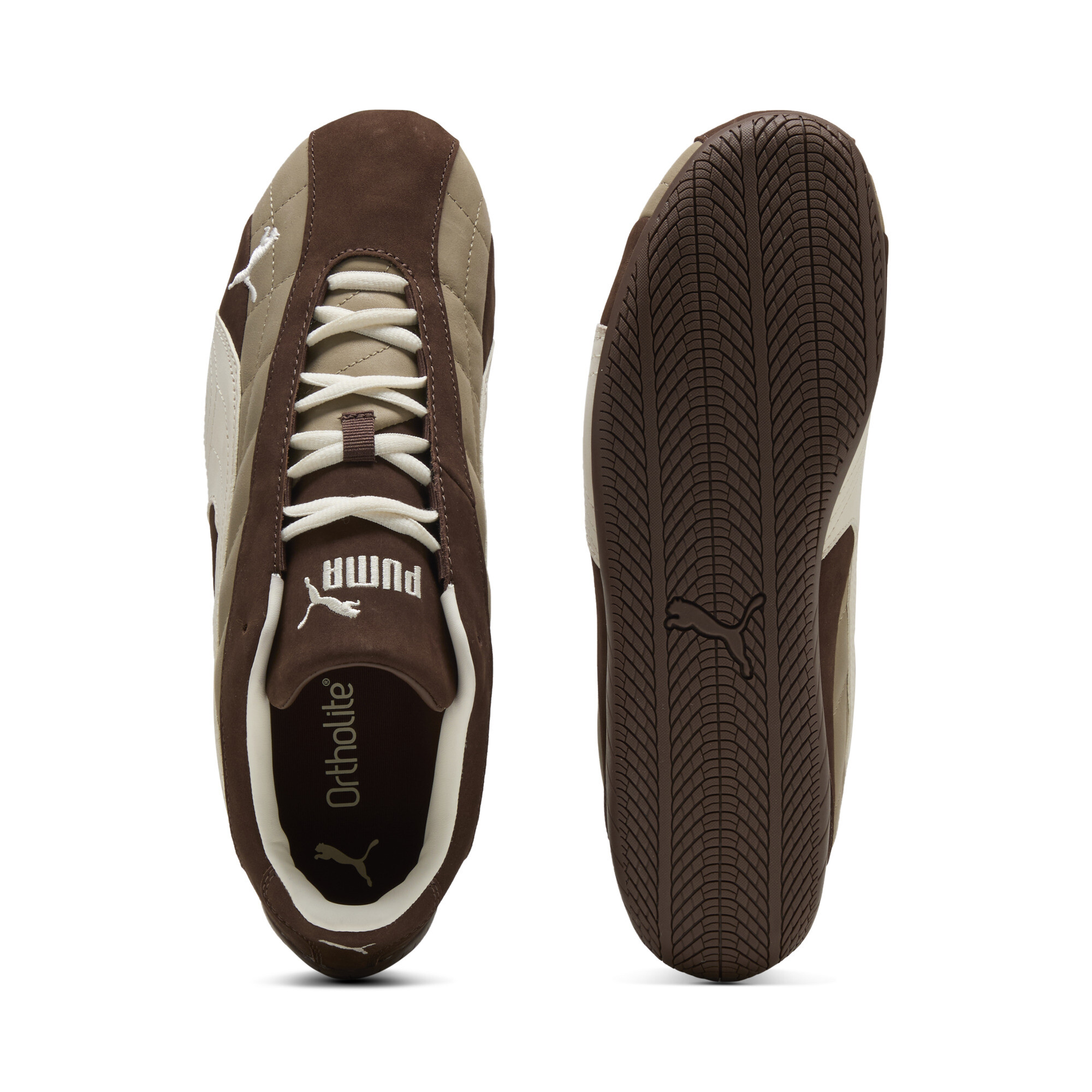 PUMA Speedcat Plus Gewatteerde Sneakers uniseks, Wit/Bruin, Maat 42 thumbnail 4