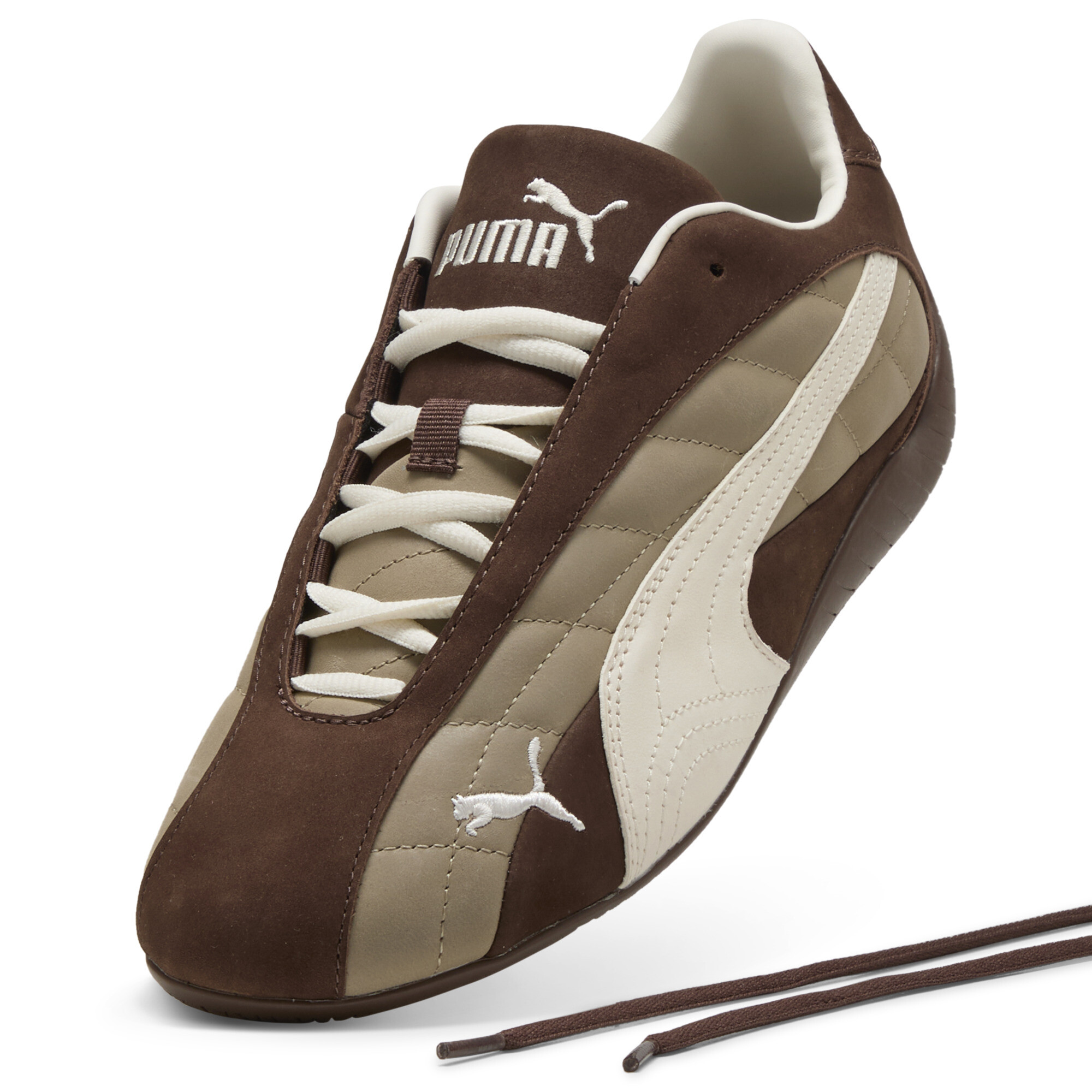 PUMA Speedcat Plus Gewatteerde Sneakers uniseks, Wit/Bruin, Maat 42 thumbnail 2