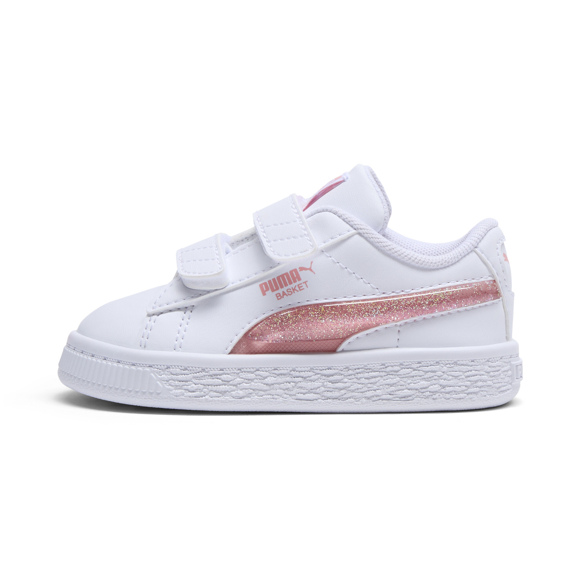 PUMA Basket Glitter Toddlers' Sneakers in White, Size 6