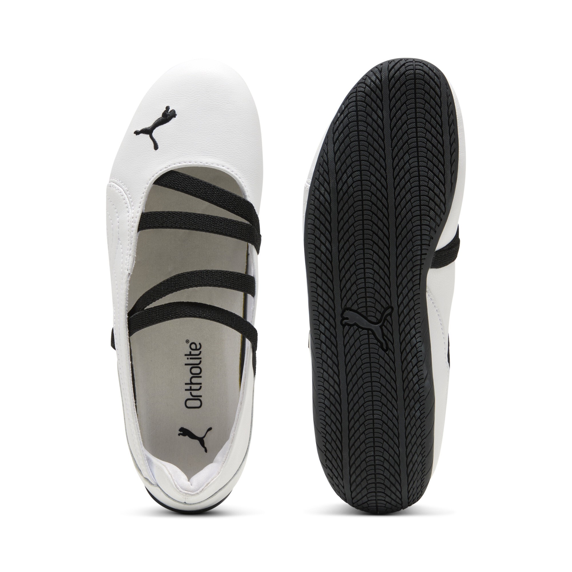 PUMA Speedcat Ballet leren schoenen voor Dames, Zwart/Wit, Maat 37,5 thumbnail 4