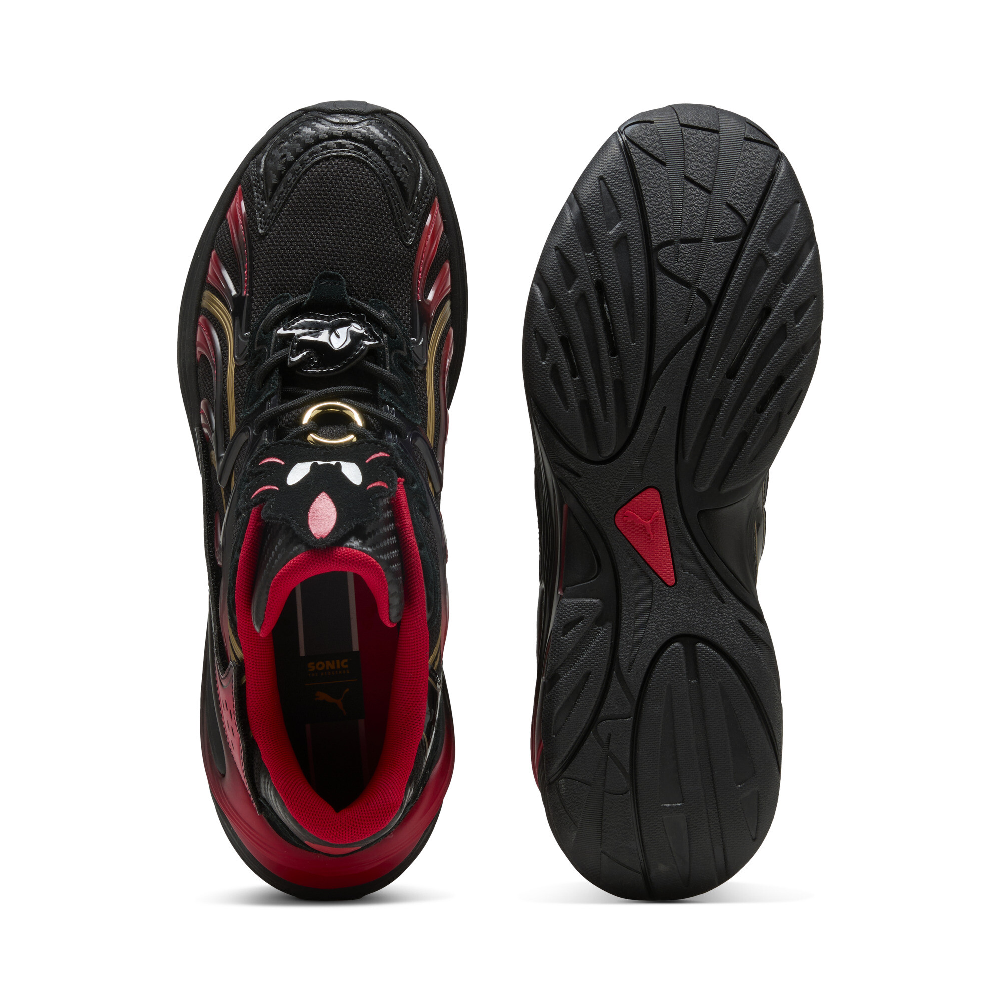 PUMA x SONIC THE HEDGEHOG Inverse Shadow uniseks sneakers, Zwart/Goud, Maat 38 thumbnail 5