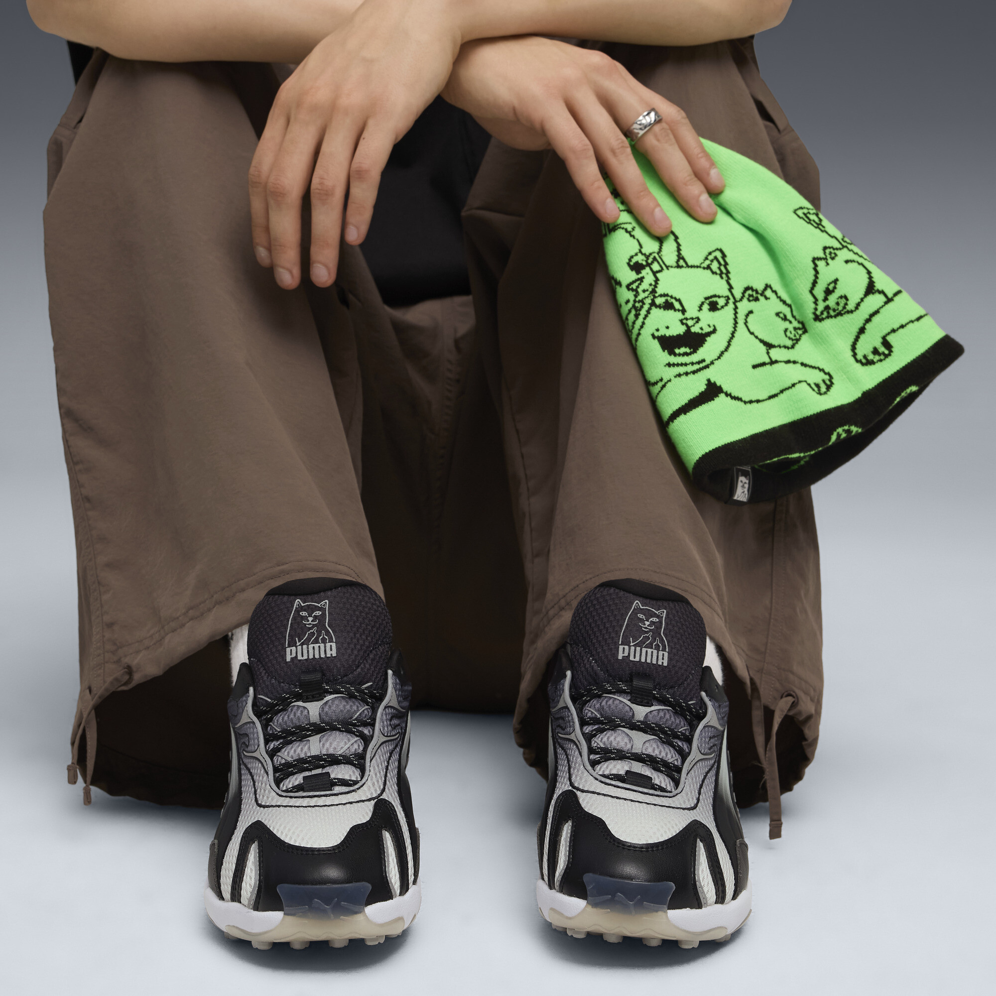 PUMA x RIPNDIP Inhale uniseks sneakers, Zwart/Zilver, Maat 37,5 thumbnail 9