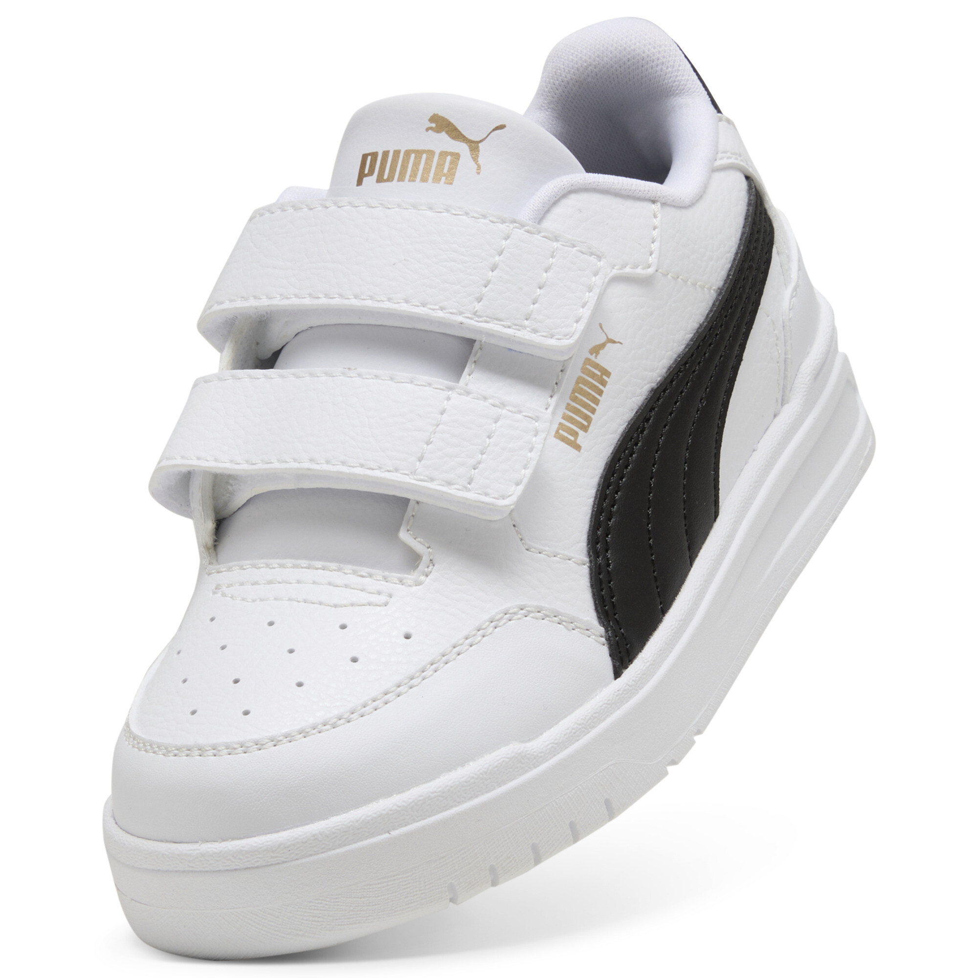 PUMA Shuffle Downtown lage sneakers, Zwart/Wit/Goud, Maat 28,5 thumbnail 2
