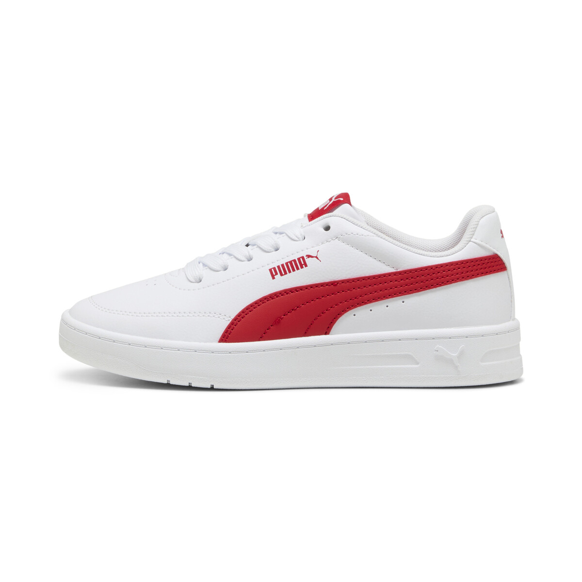 Court Classic Clean Sneakers Youth in White/For All Time Red by PUMA, UK 5.5