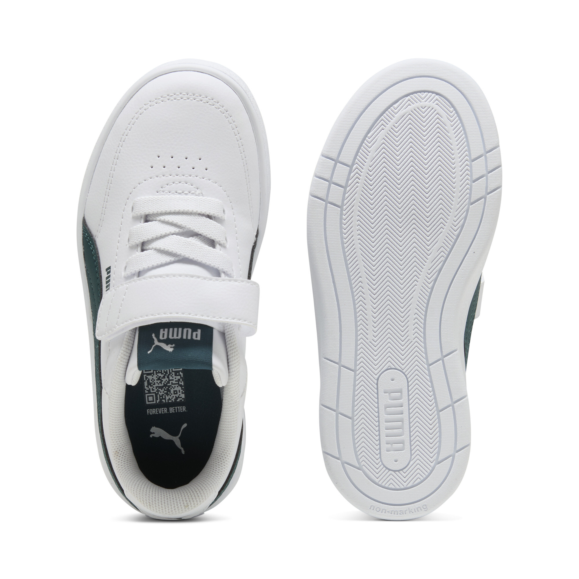 PUMA Court Classic Clean sneakers, Groen/Wit, Maat 32 thumbnail 4